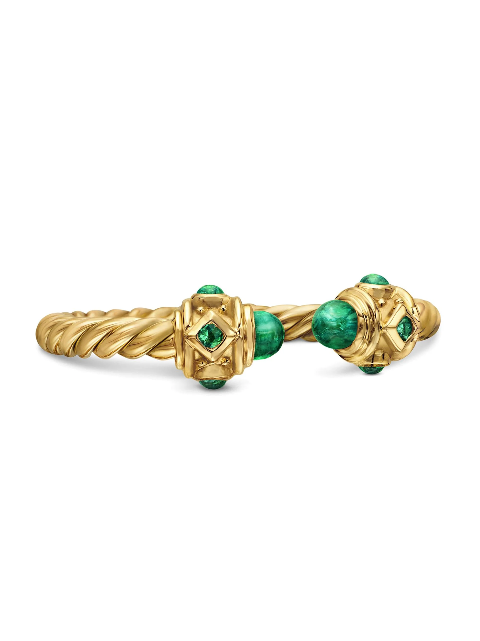 Women's Renaissance Open Ring in 18K Gold With Gemstones - Emerald - 1