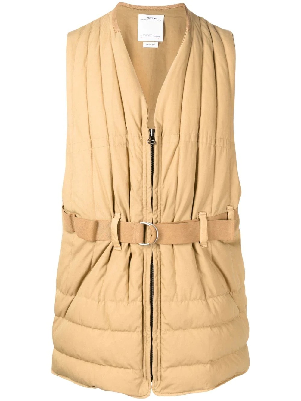 padded belted v-neck gilet - 1