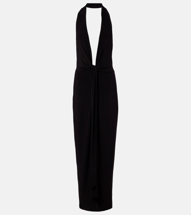 Halterneck velvet midi dress 1