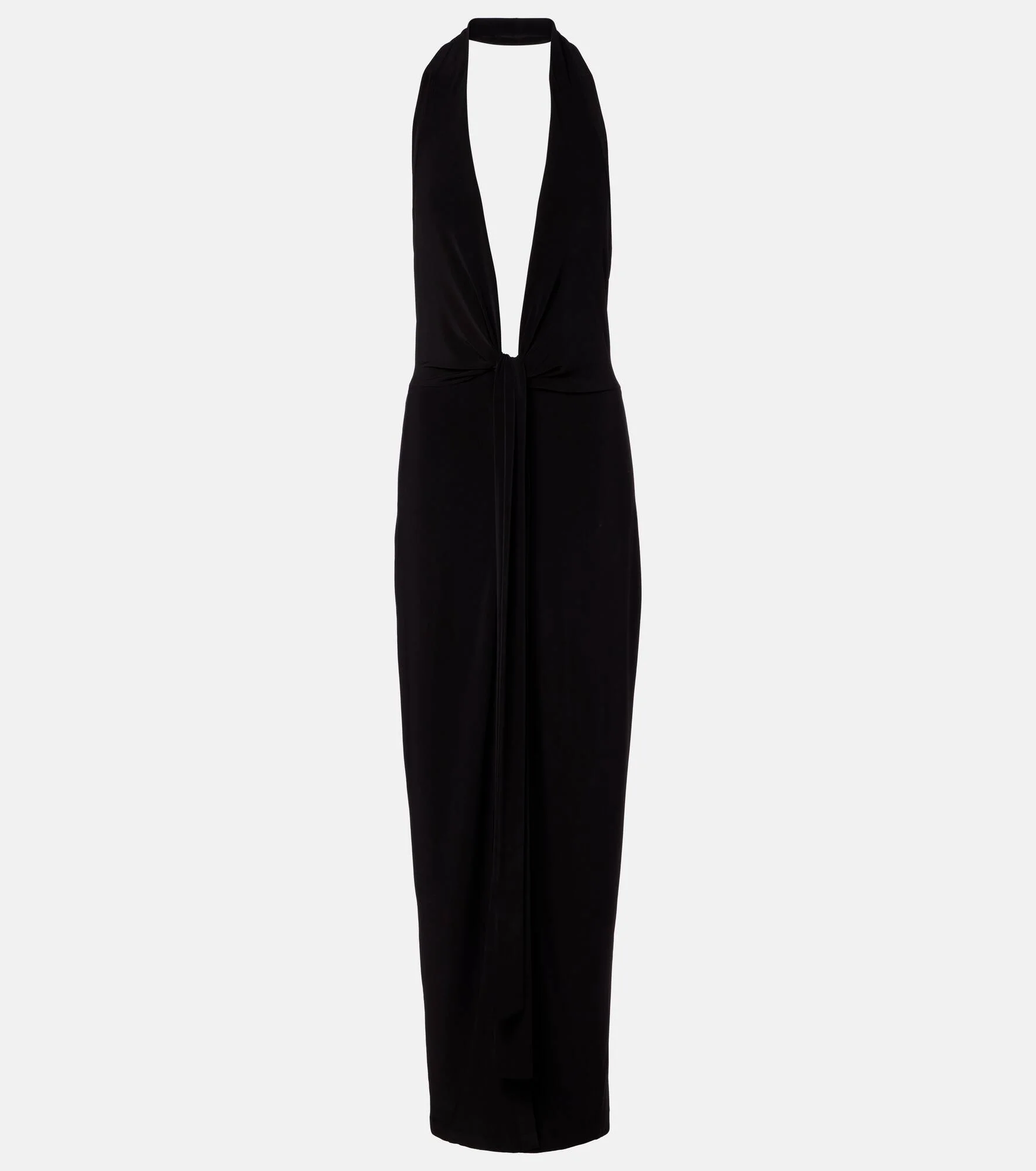 Halterneck velvet midi dress - 1