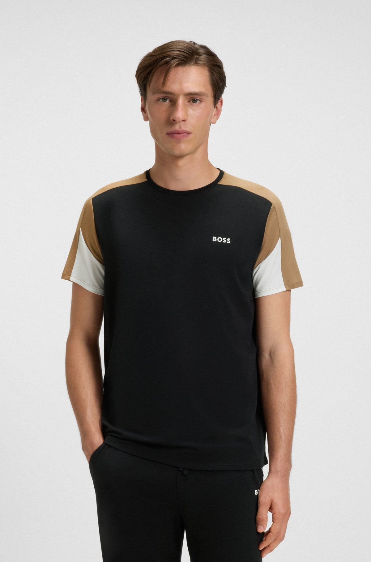 COTTON PAJAMA T-SHIRT WITH CONTRAST PANELS - 2