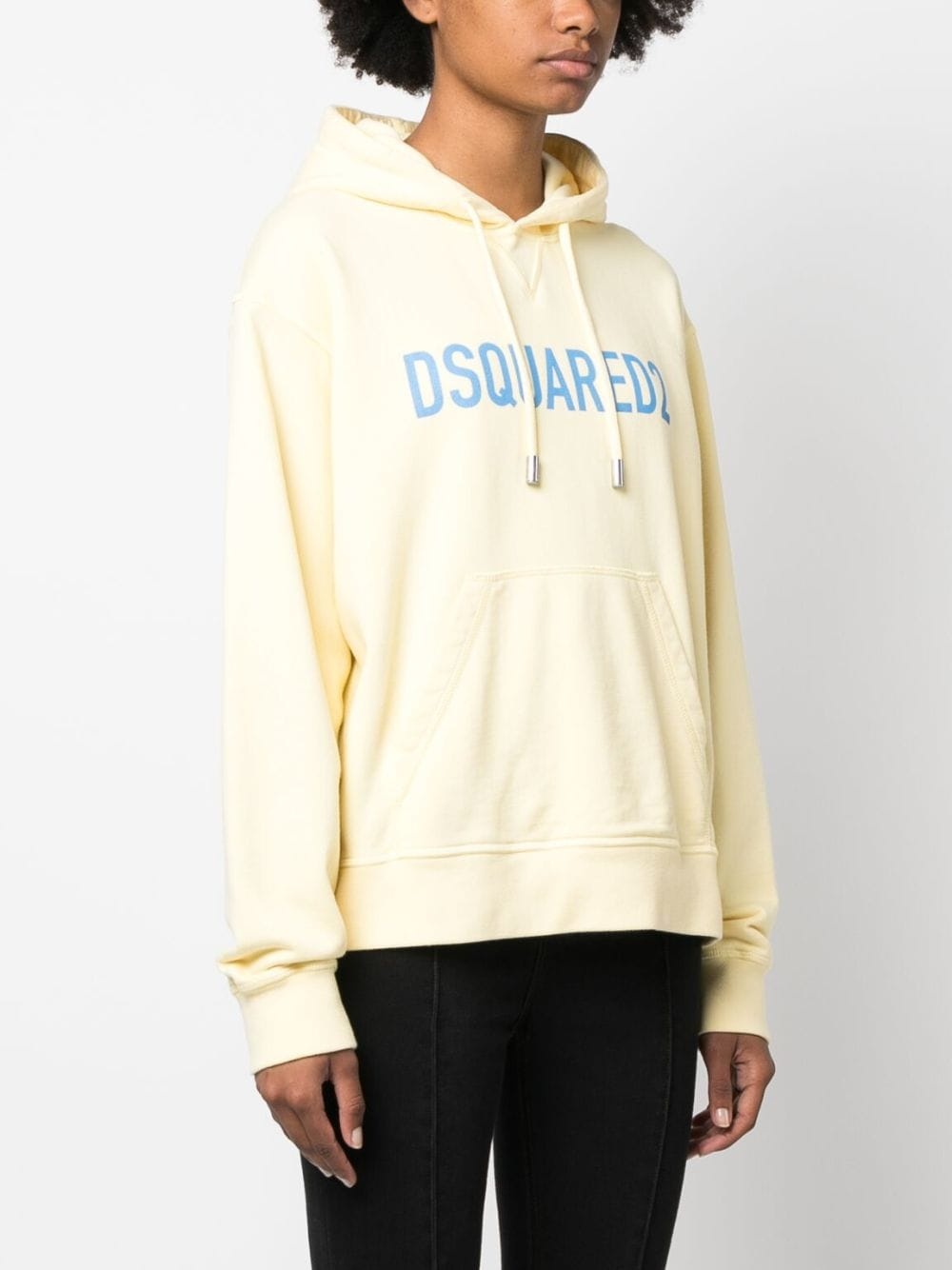 logo-print drawstring cotton hoodie - 3