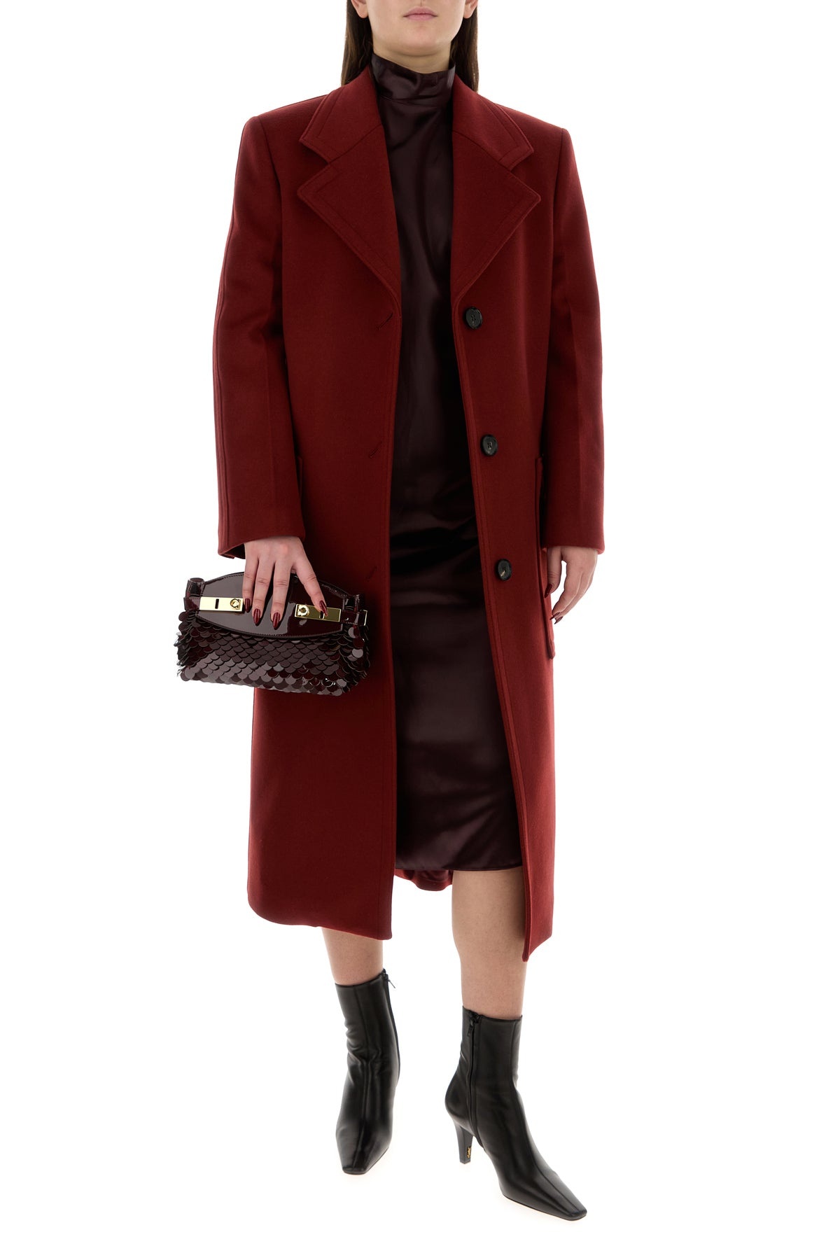 Burgundy satin dress - 6