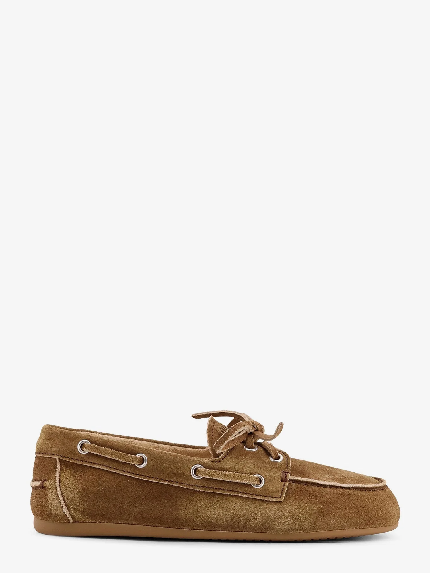 Miu Miu Suede Loafers with Embroidered Logo Brown - 1