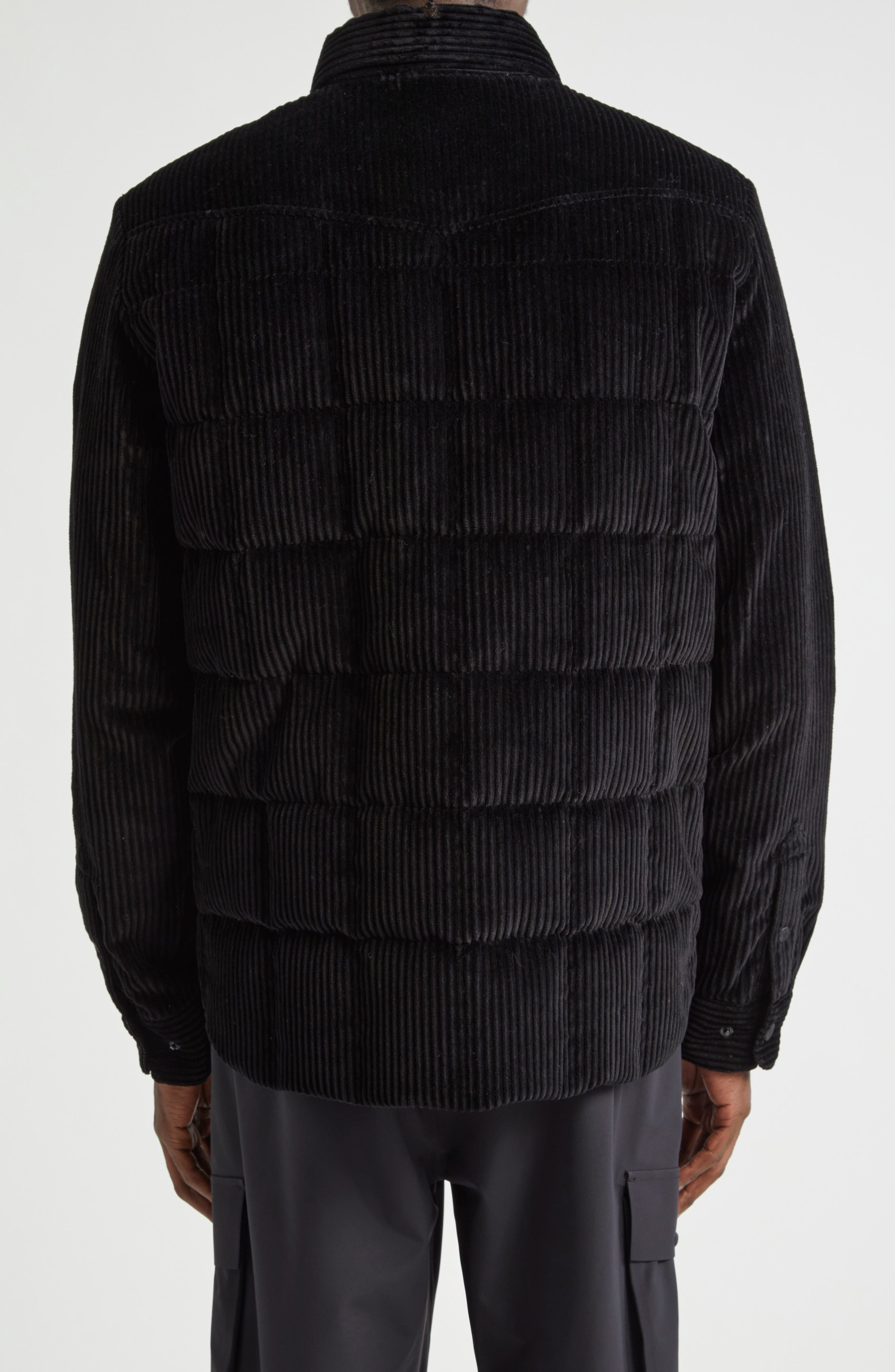 Moncler Grenoble Gelt Quilted Stretch Corduroy Down Shirt Jacket in Black at Nordstrom - 2