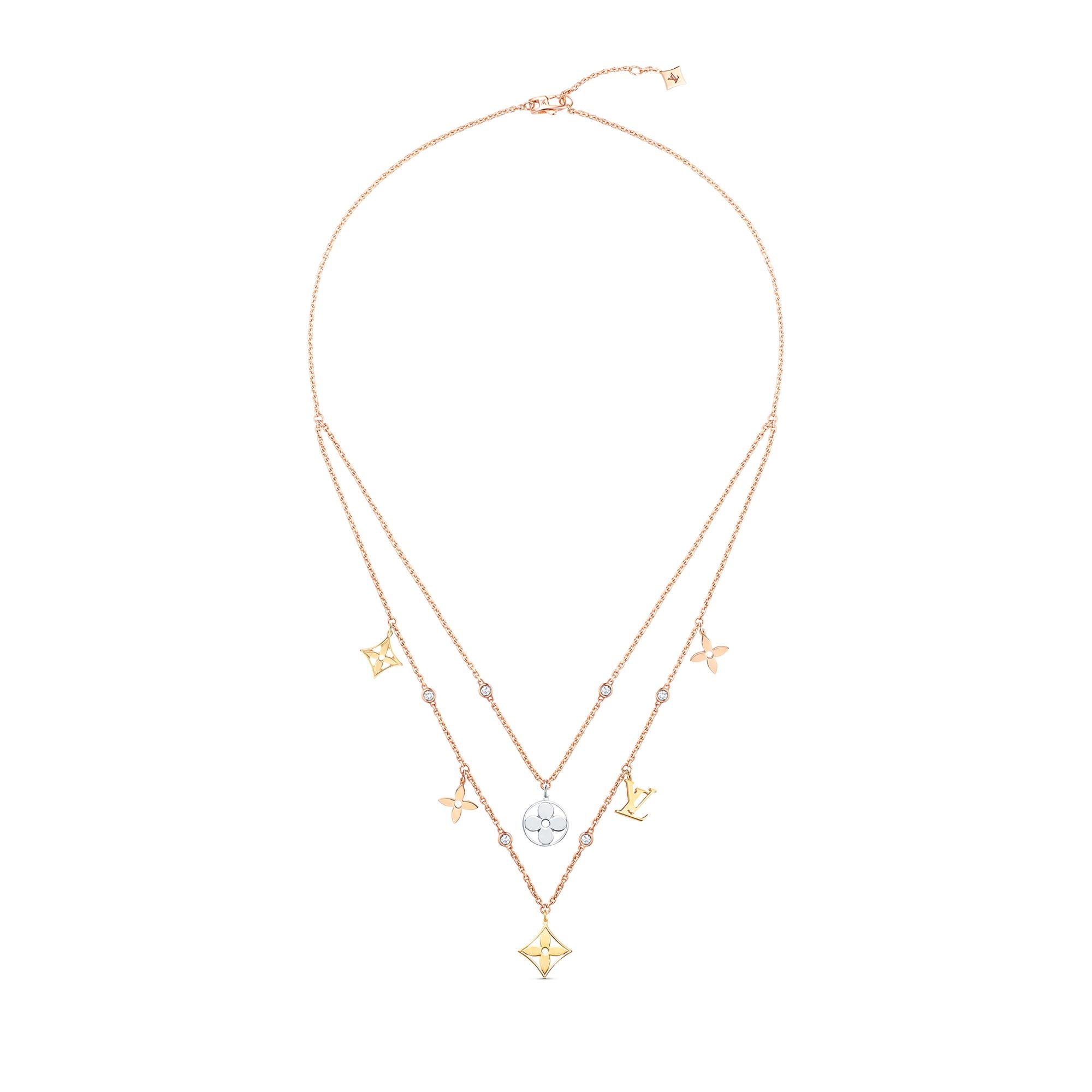 Idylle Blossom Charms Necklace, 3 Golds And Diamonds - 3