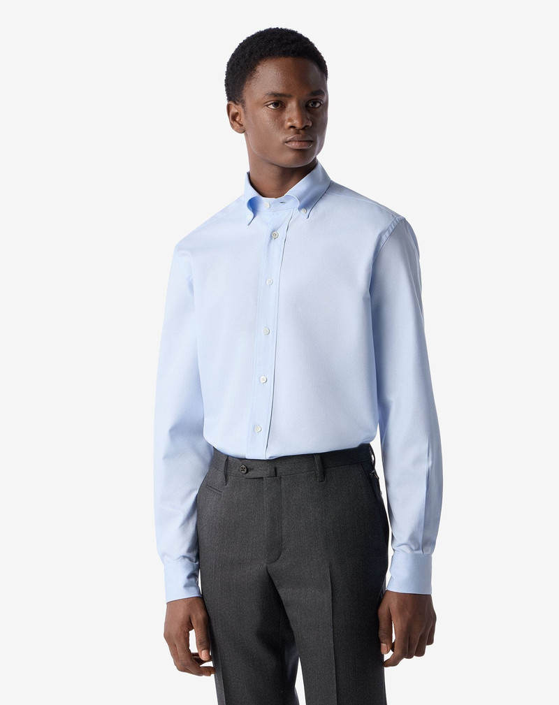 CORNELIANI Light blue royal Oxford cotton shirt outlook