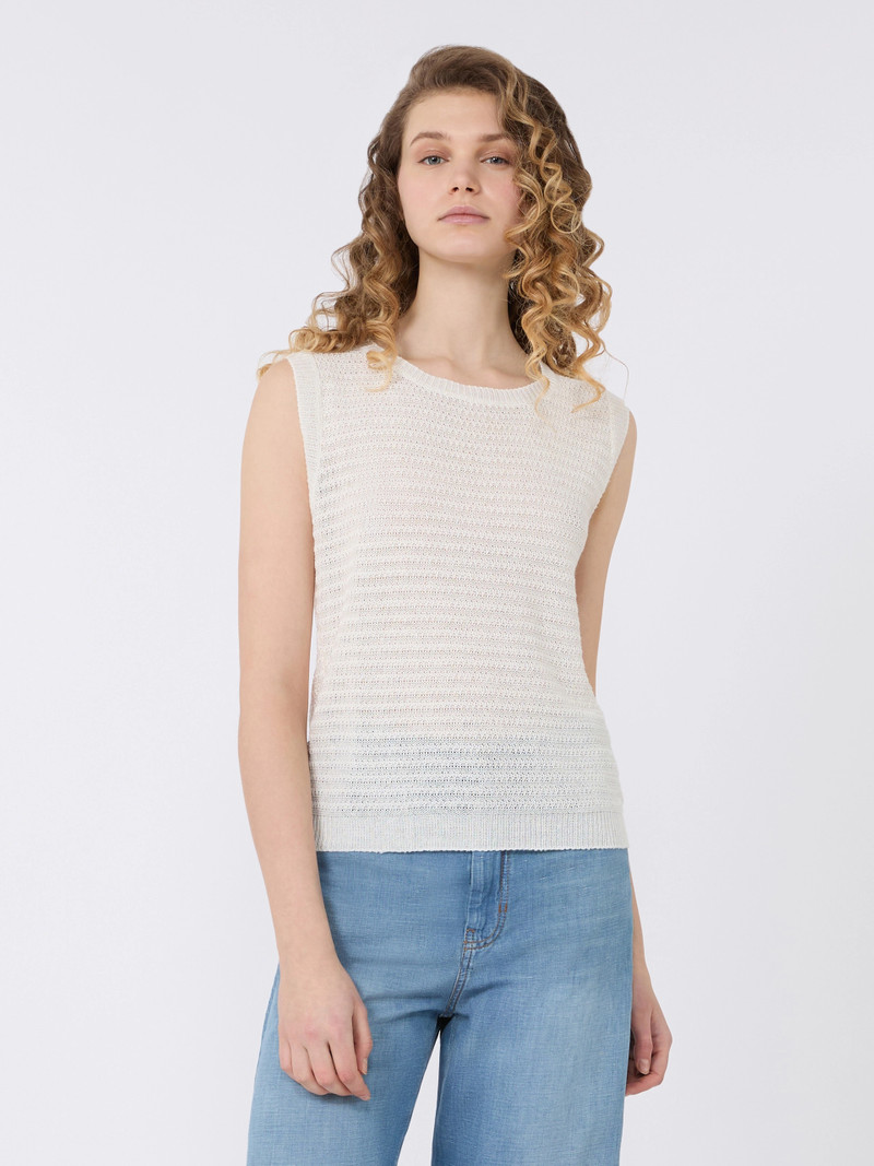 PIUMA Linen yarn waistcoat - ECRU 3