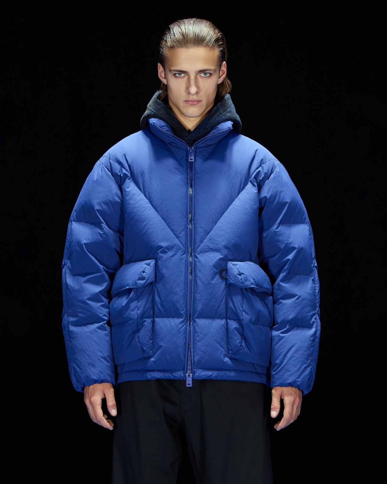 ASV Black Blue capsule collection full-zip down jacket in matte crinkle nylon - 2