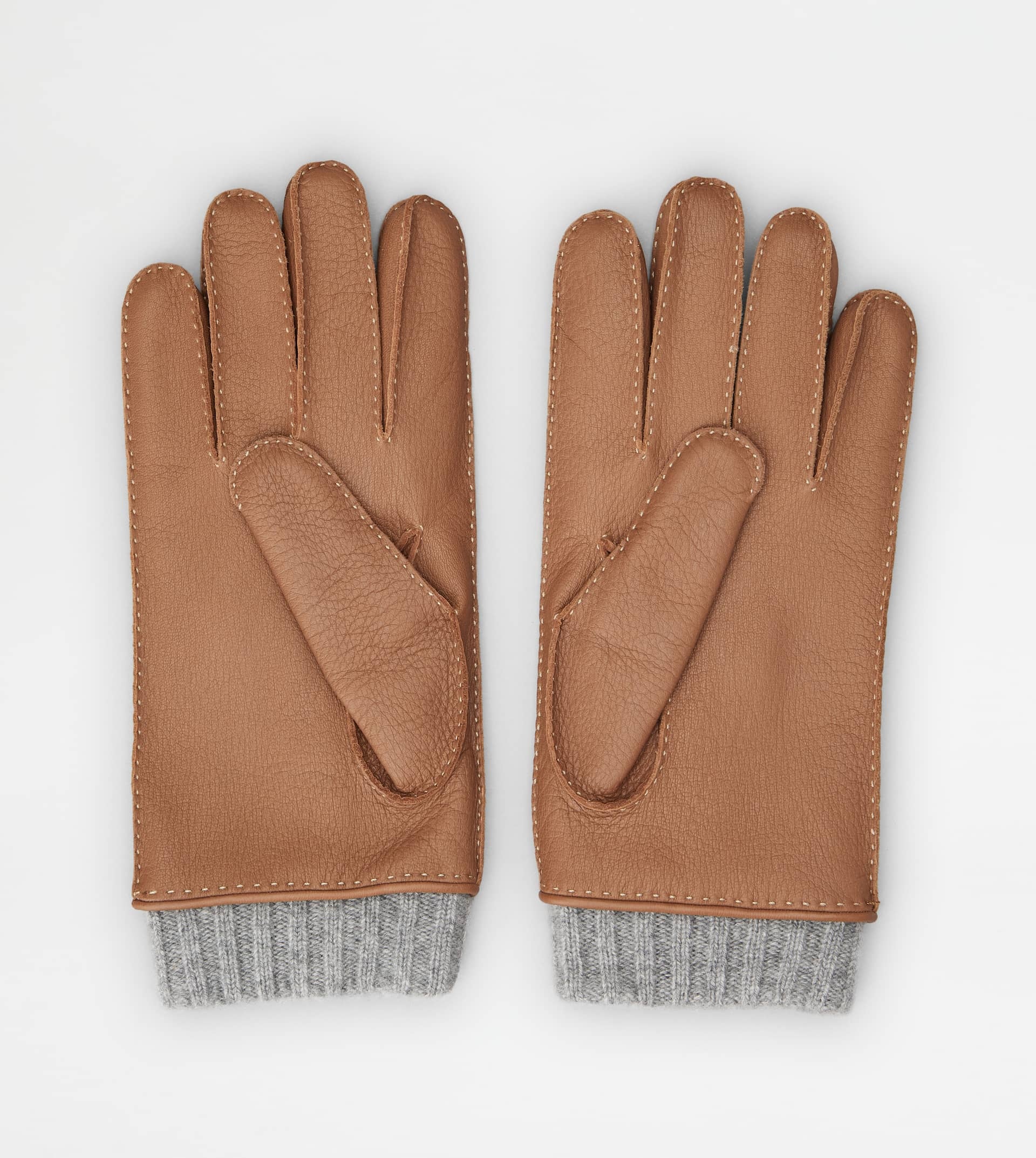 TOD'S GLOVES IN LEATHER AND CASHMERE - BROWN - 2