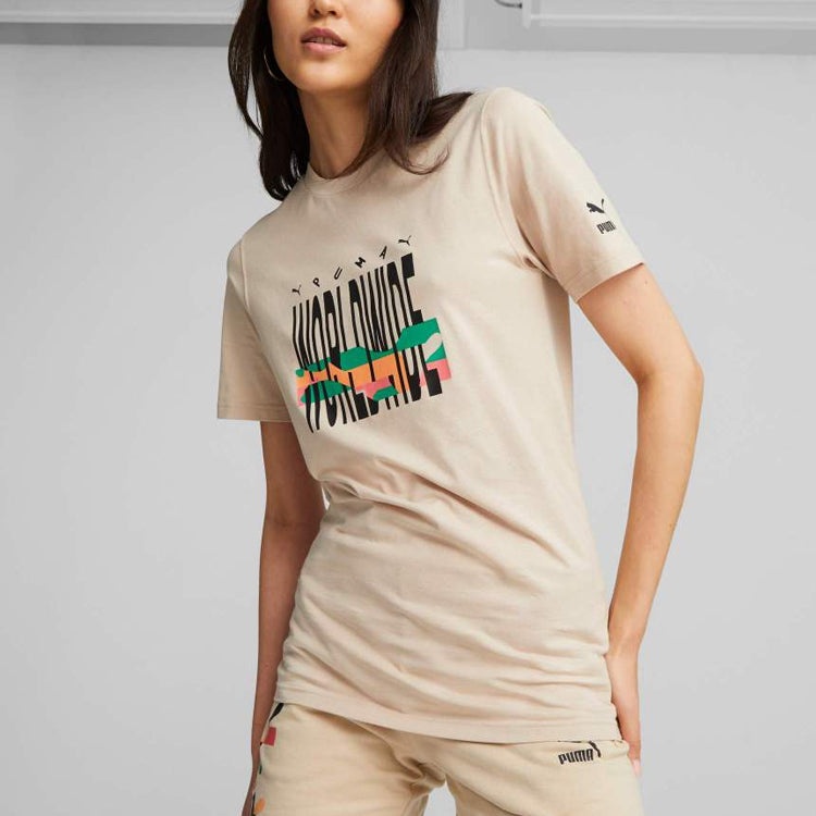 PUMA Worldwide Graphic T-Shirt 'Beige Black' 622572-47 - 3