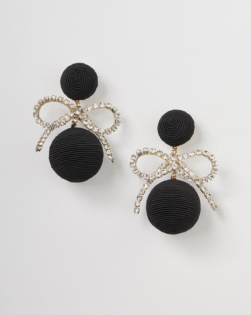CRYSTAL BOW DROP EARRINGS | POST BACKING - 3