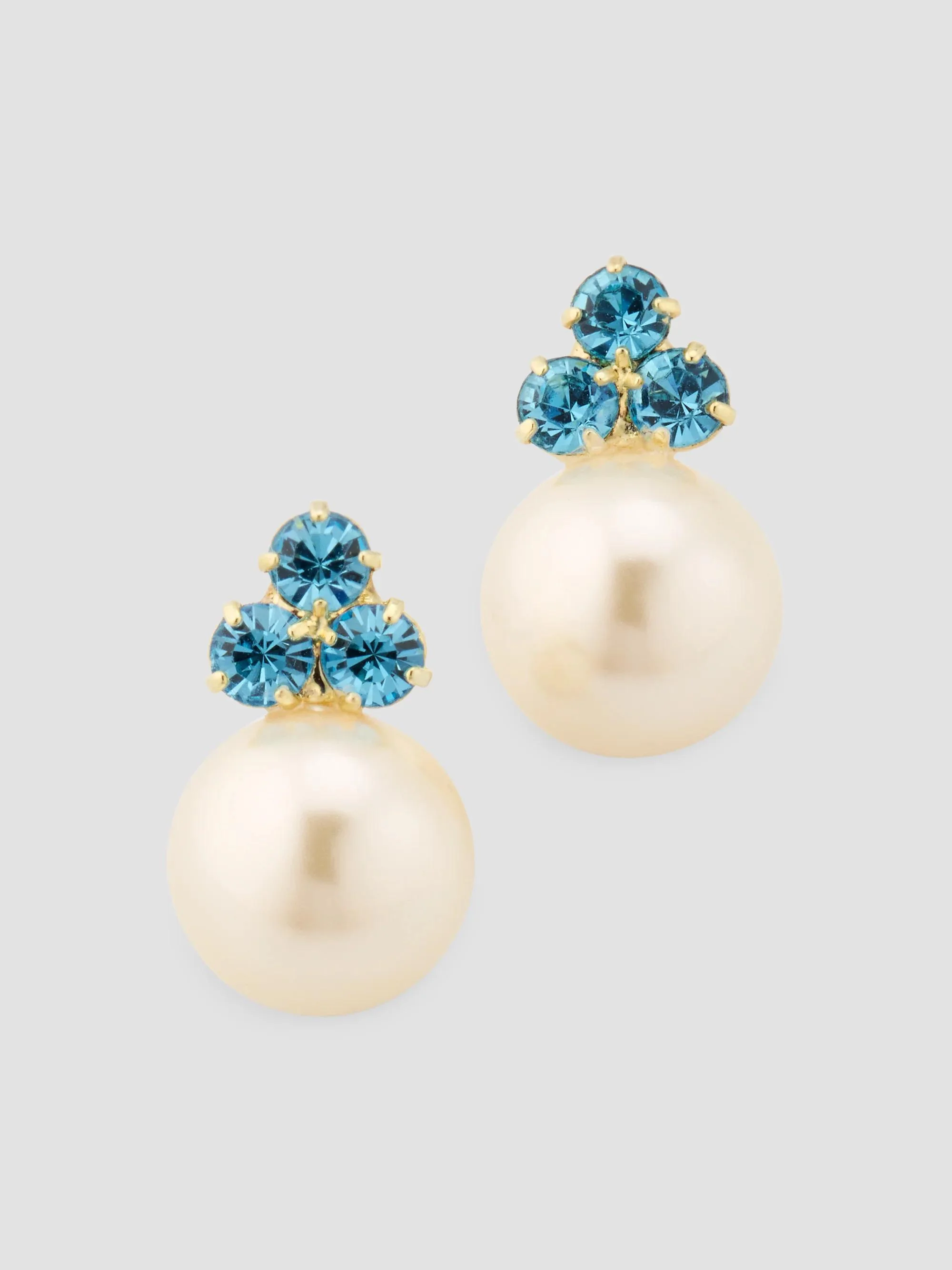 Women's Belen 18K-Gold-Plated, Austrian Crystal & Imitation Pearl Stud Earrings - Sky - 1