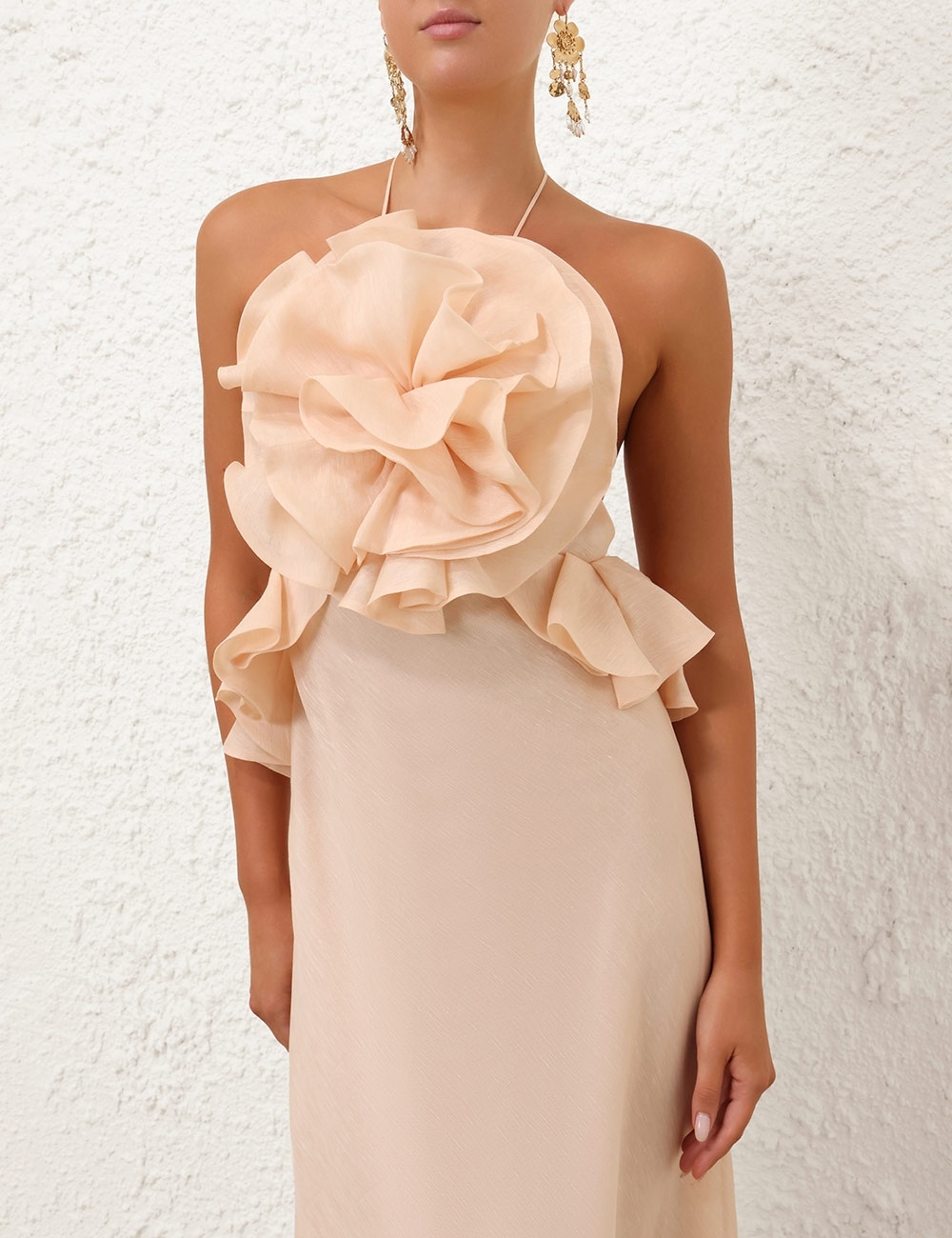 Zimmermann CRUSH RUFFLE HALTER MAXI DRESS - 2703DR251PEH | REVERSIBLE