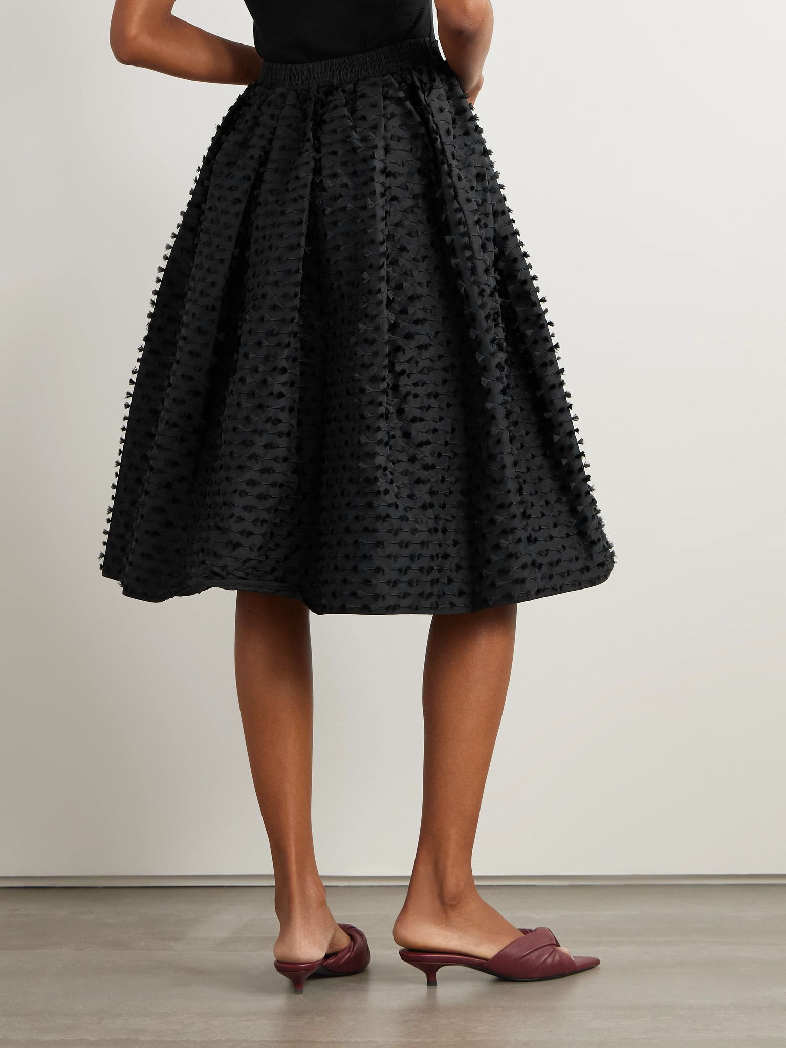Mala pleated fil coupé shell midi skirt Black - 4