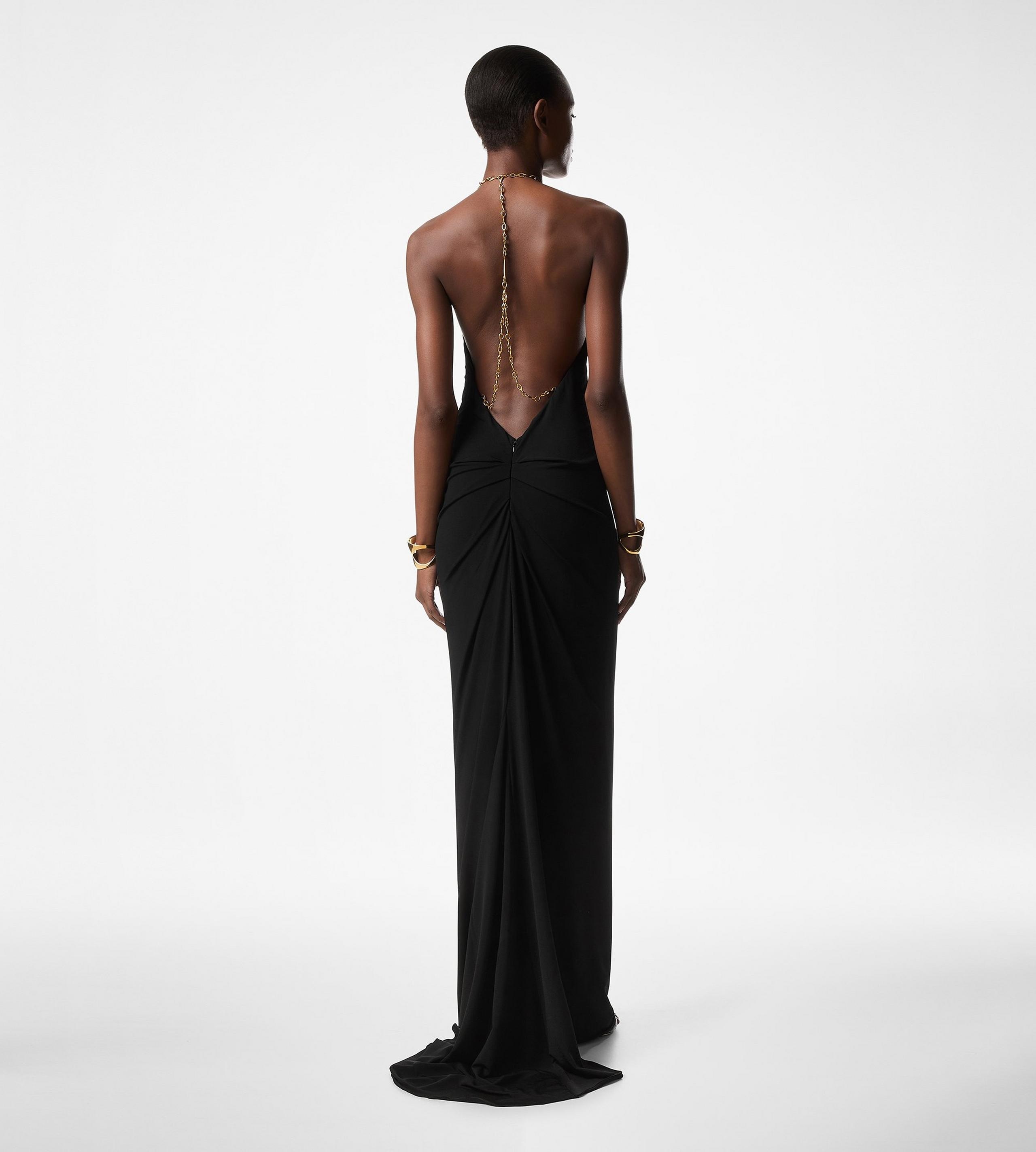 HALTERNECK JERSEY EVENING DRESS - 4