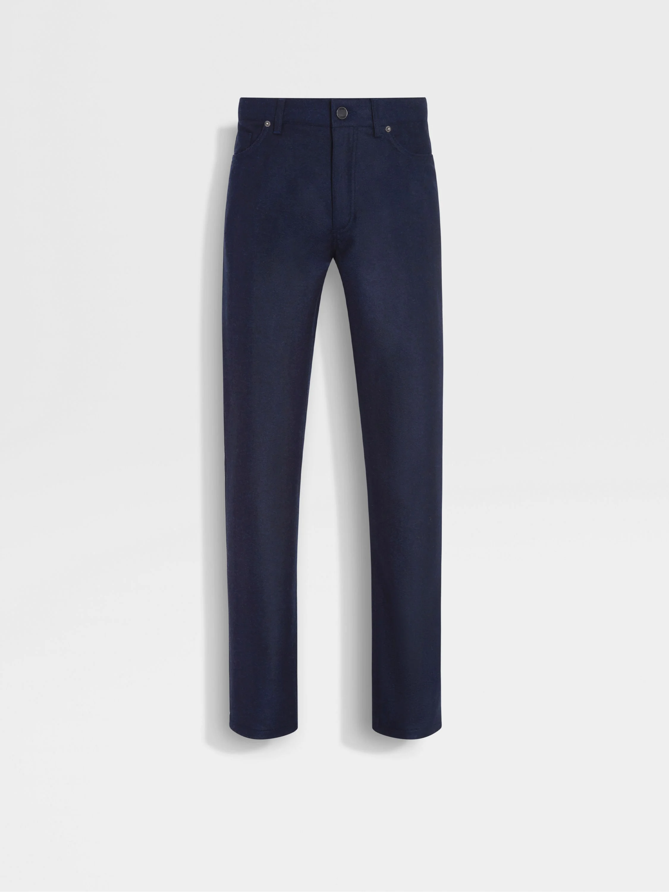 DARK BLUE WOOL AND CASHMERE ROCCIA PANTS - 1