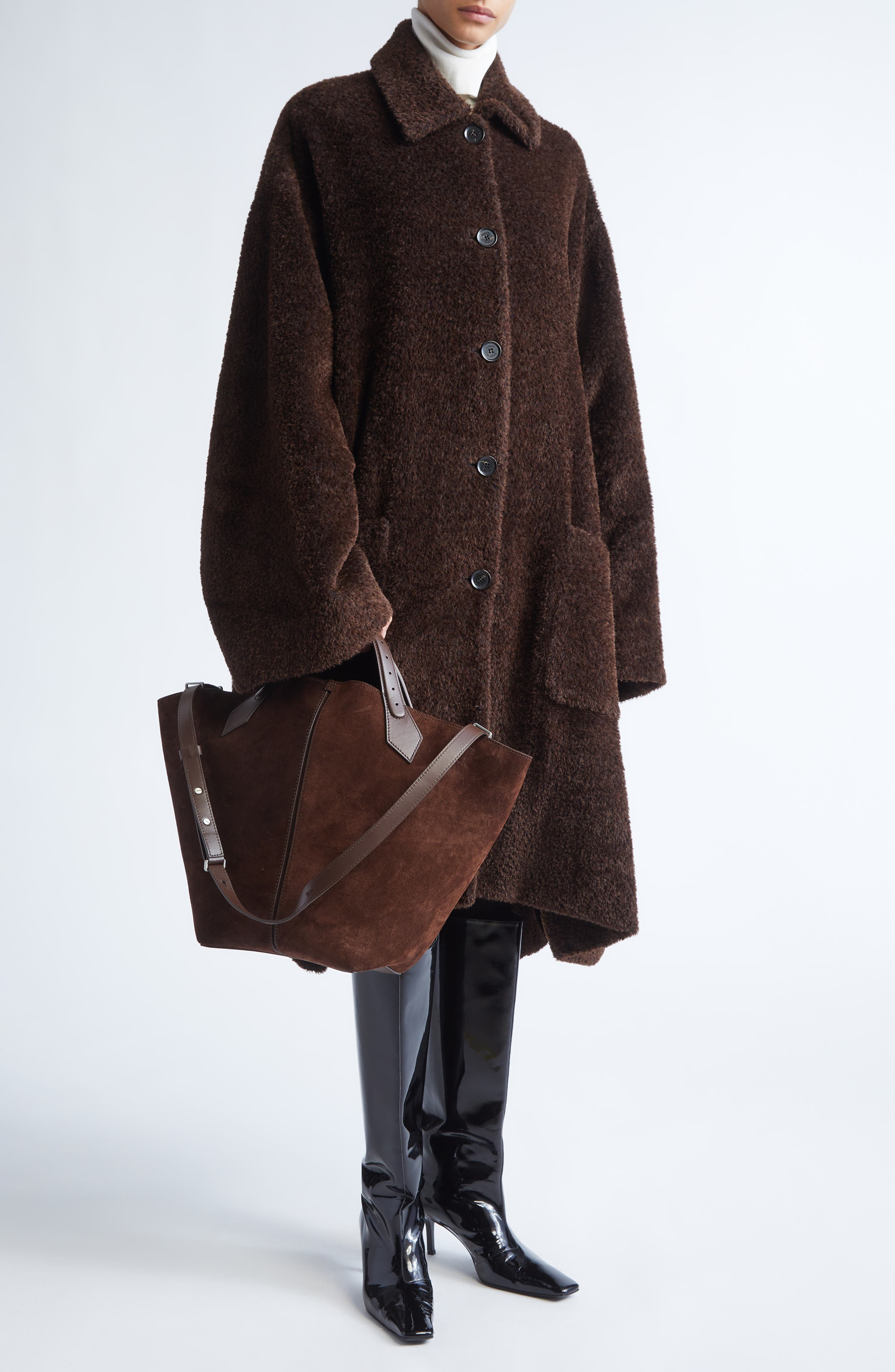 Proenza Schouler Verretta Alpaca & Virgin Wool Coat in Chocolate at Nordstrom - 2