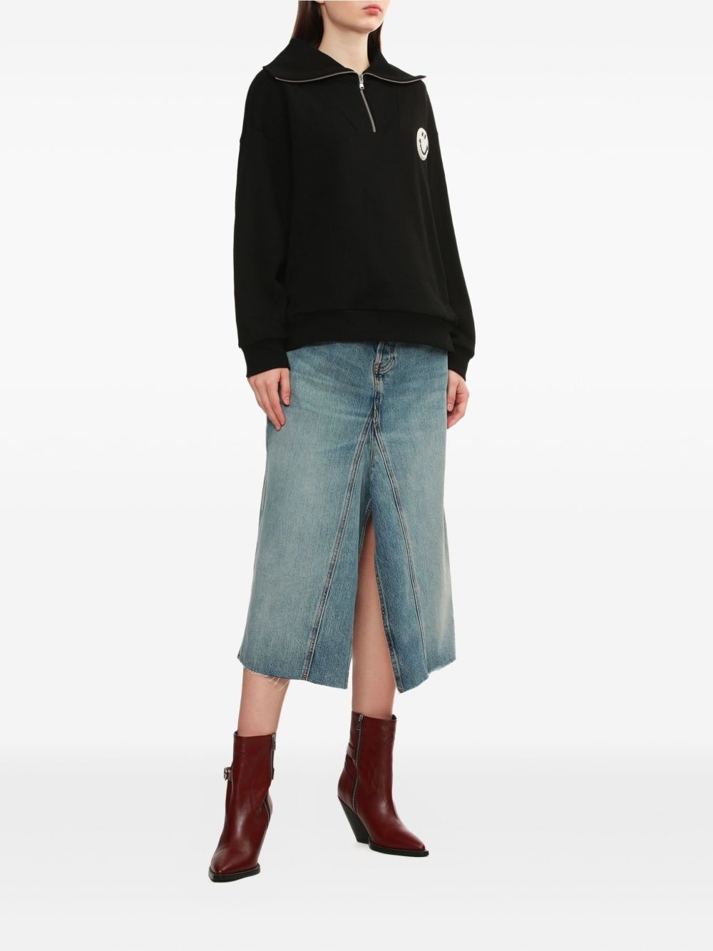 smiley-motif half-zip sweatshirt - 2