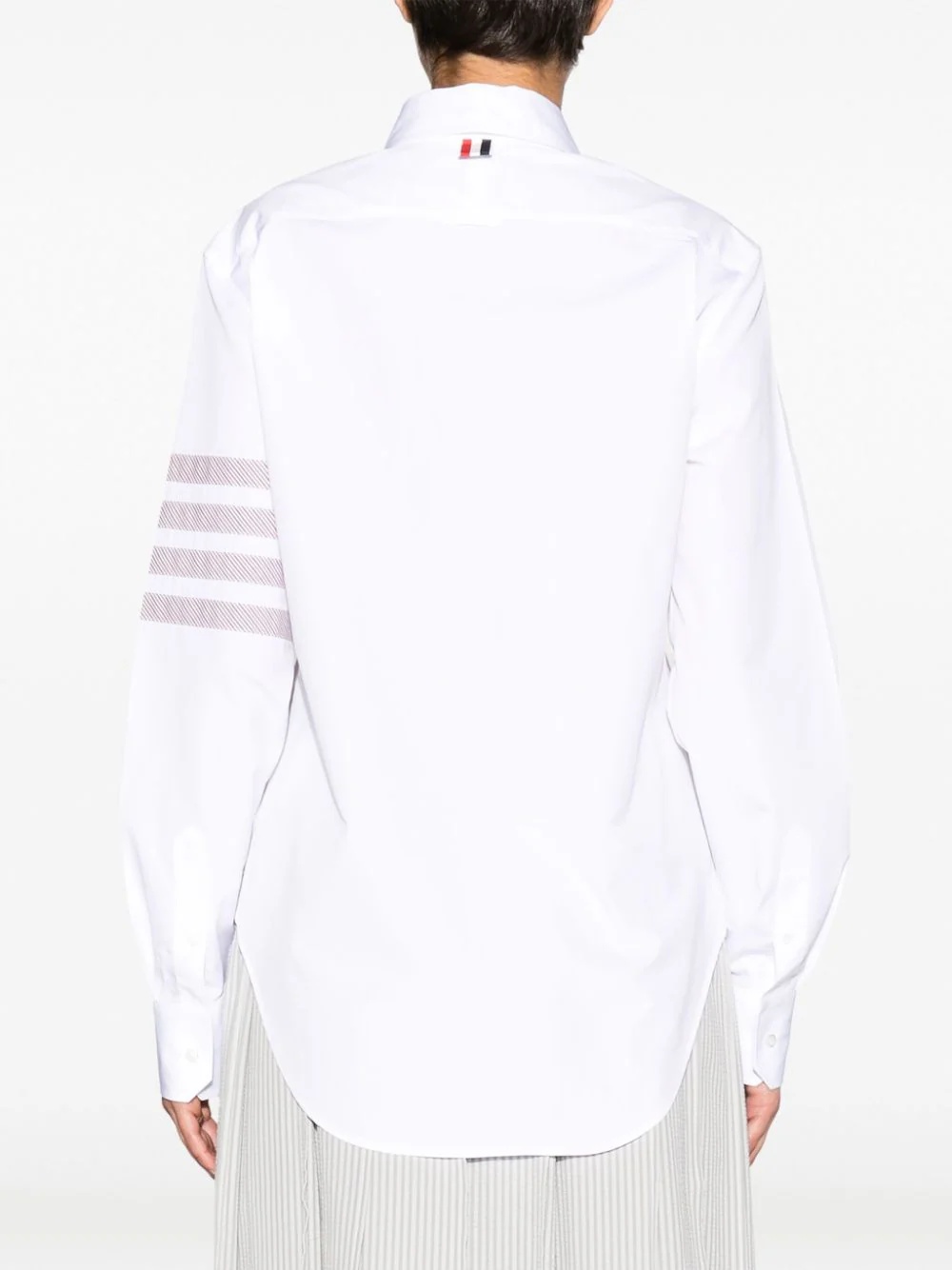 THOM BROWNE Women Easy Fit Point Collar Shirt W/ Combo Top Applied 4 Bar In Solid Poplin - 3