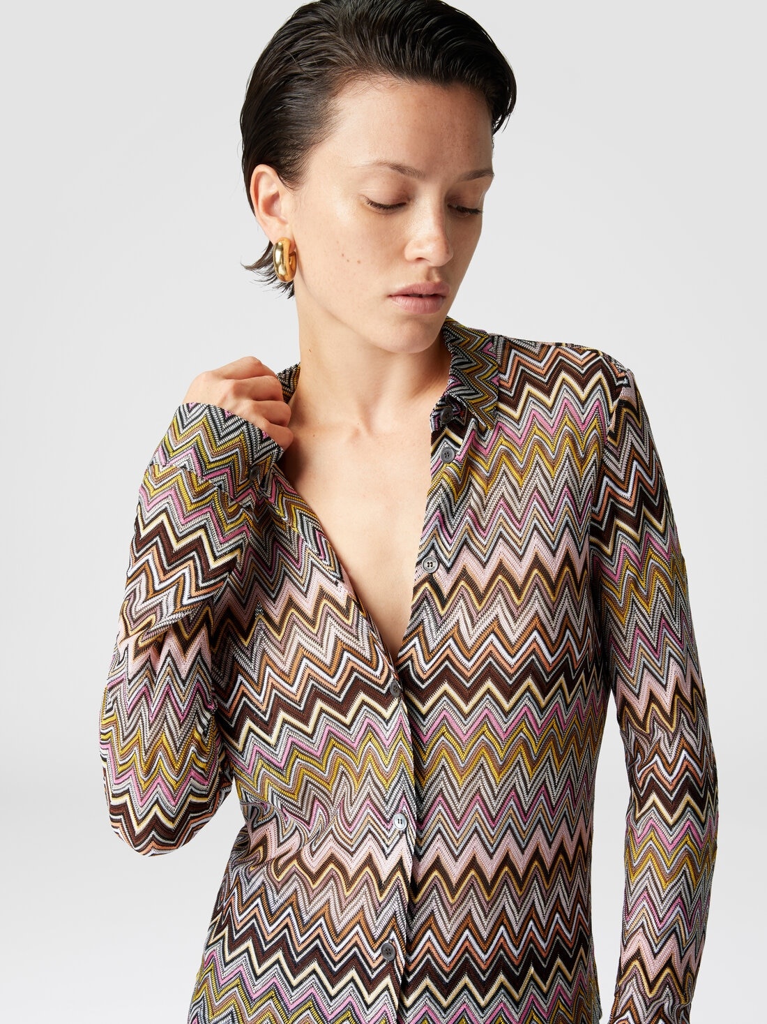 Zig zag viscose knit shirt - 4
