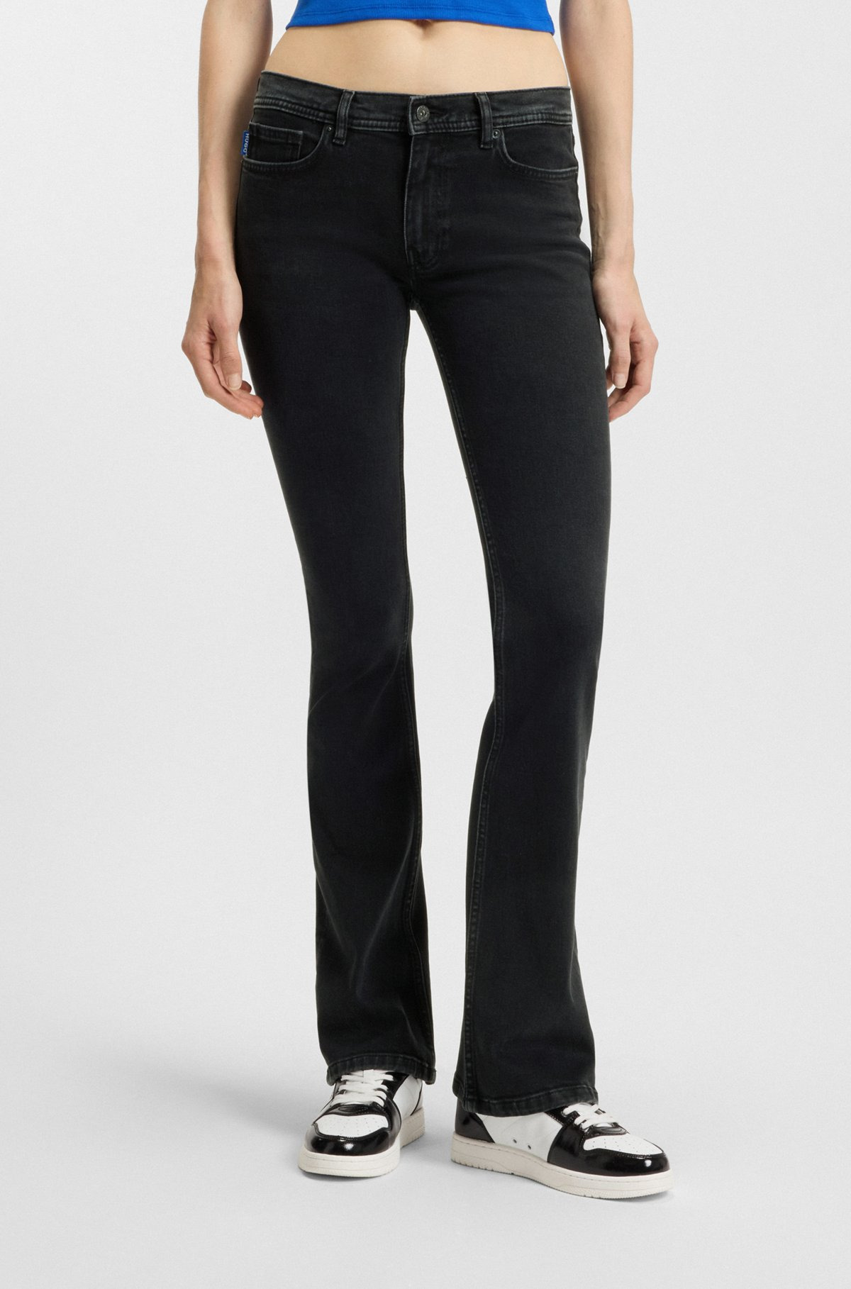 FLARED JEANS IN BLACK COMFORT-STRETCH DENIM - 2