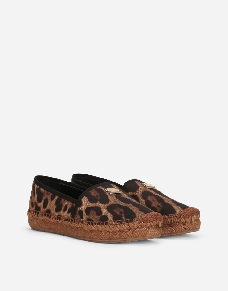 Leopard-print cotton espadrilles with branded plate - 2