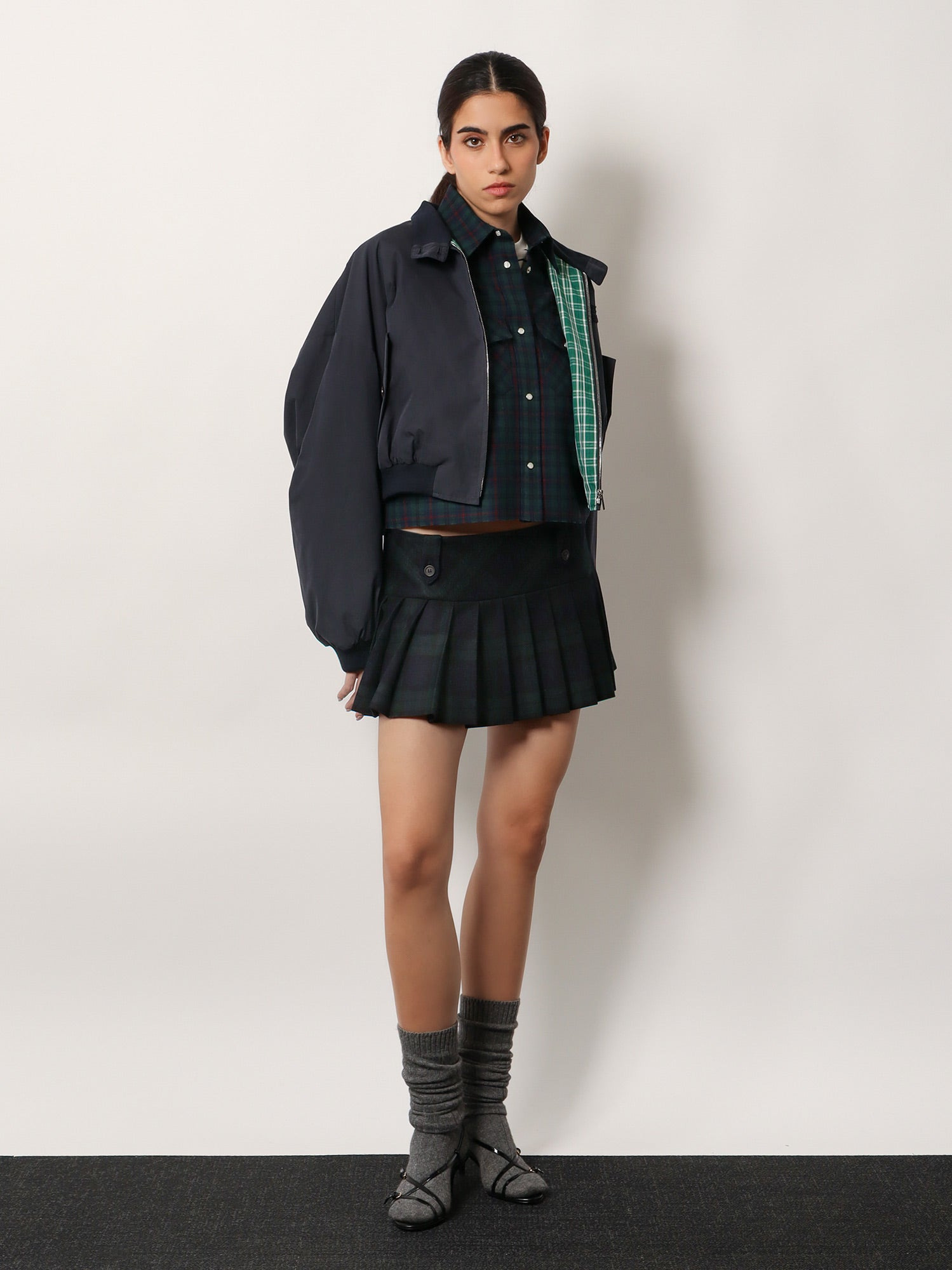 Check Virgin Wool Mini Skirt - 2