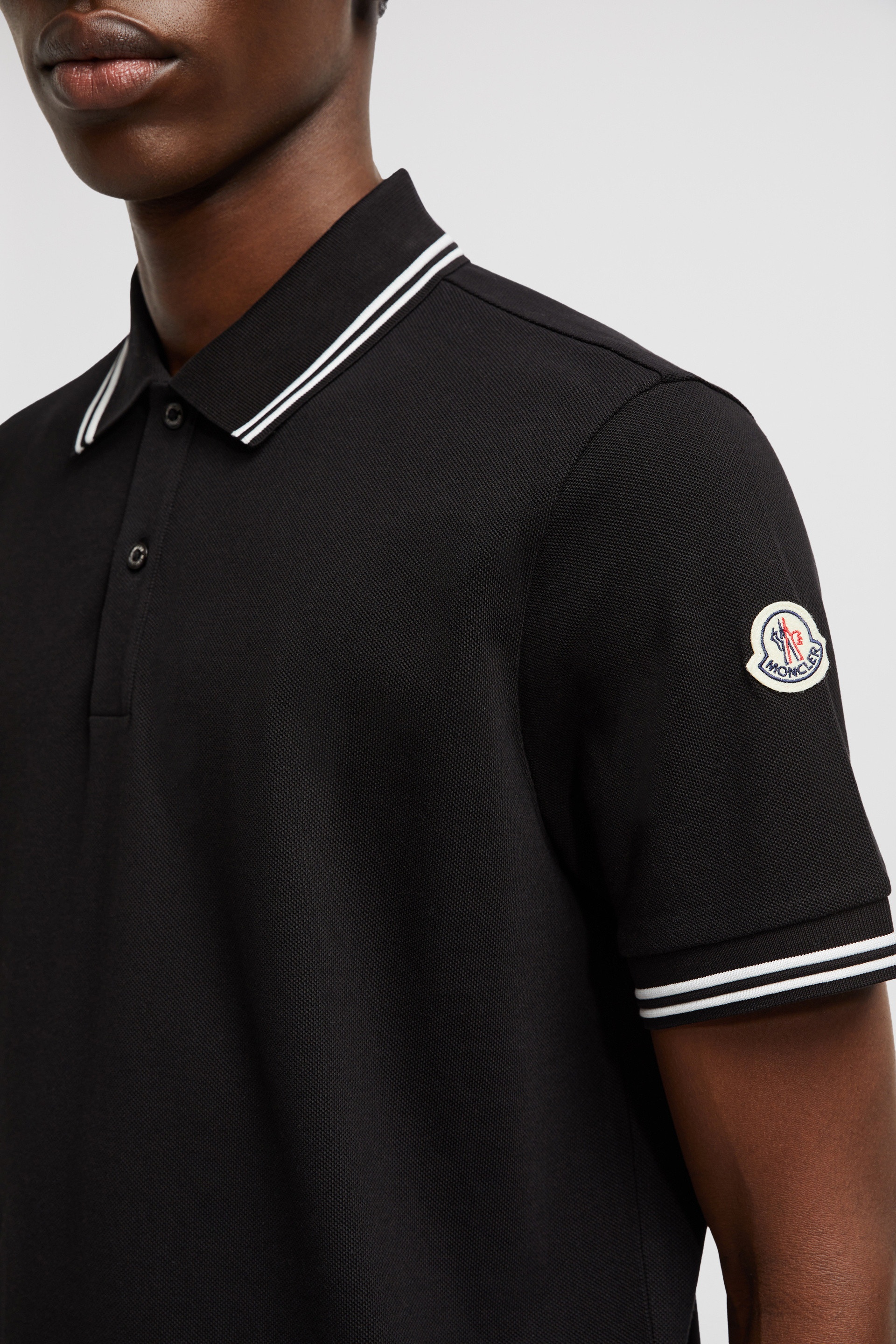 Striped Trim Cotton Piquet Polo Shirt - 6