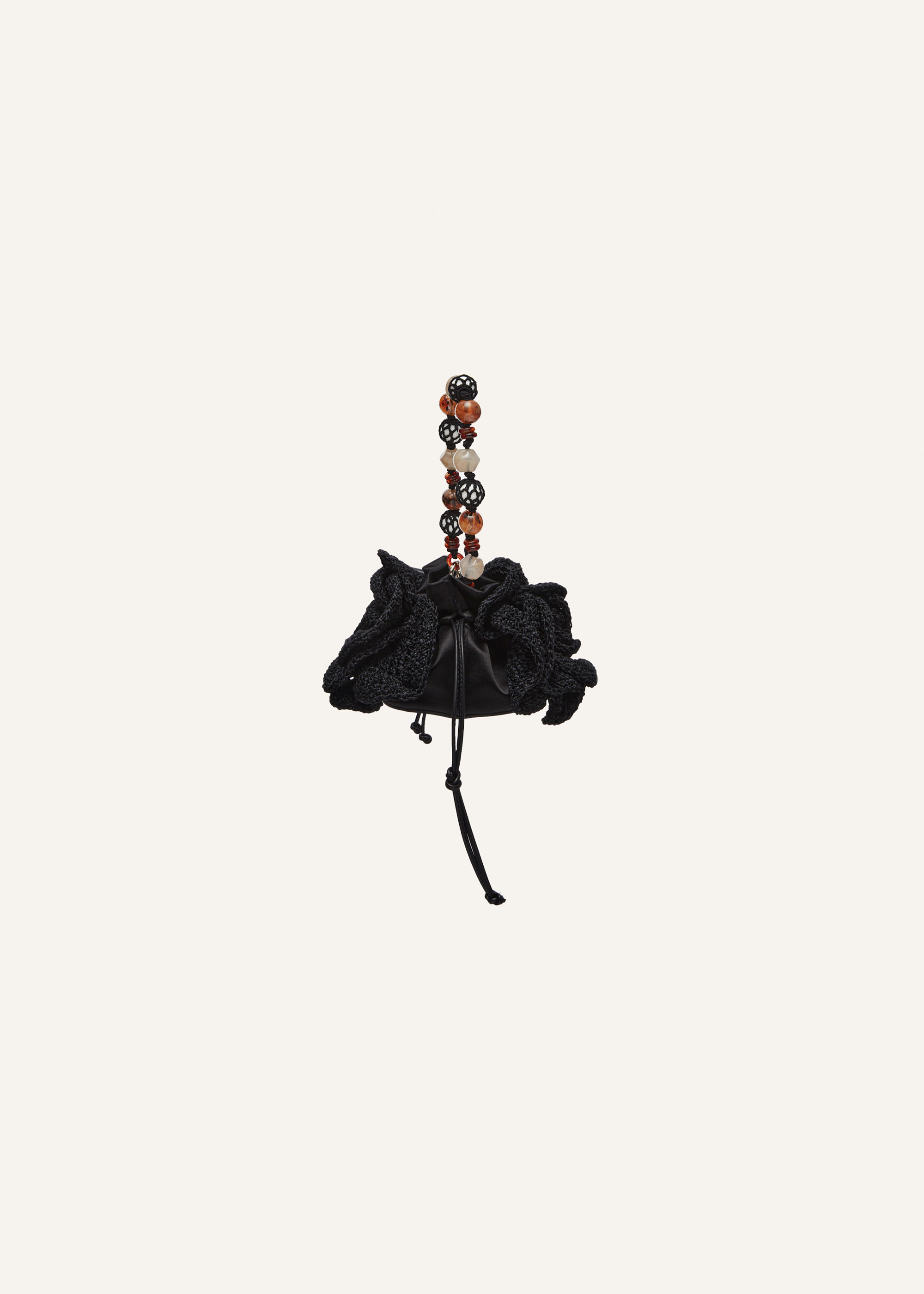 Small Magda bag beads strap in black crochet - 2
