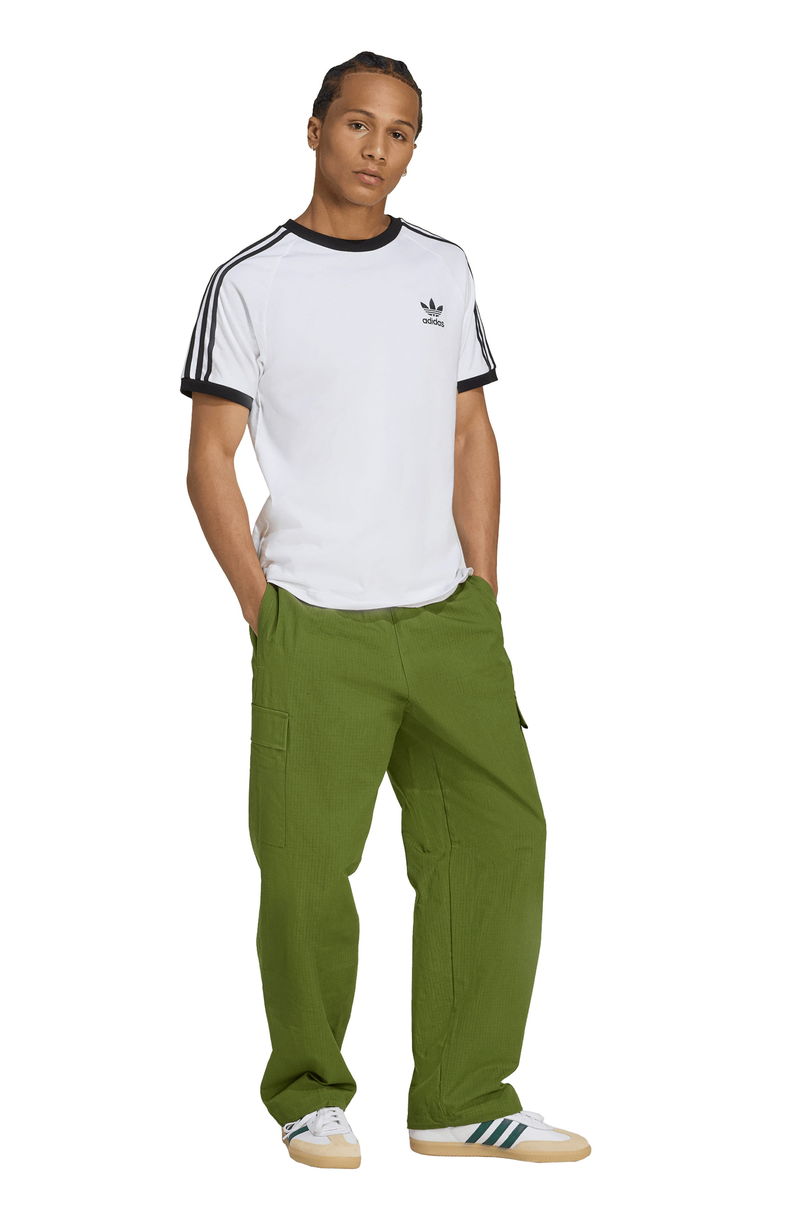 adidas Trefoil Essentials Cotton Ripstop Cargo Pants in Olive at Nordstrom - 5