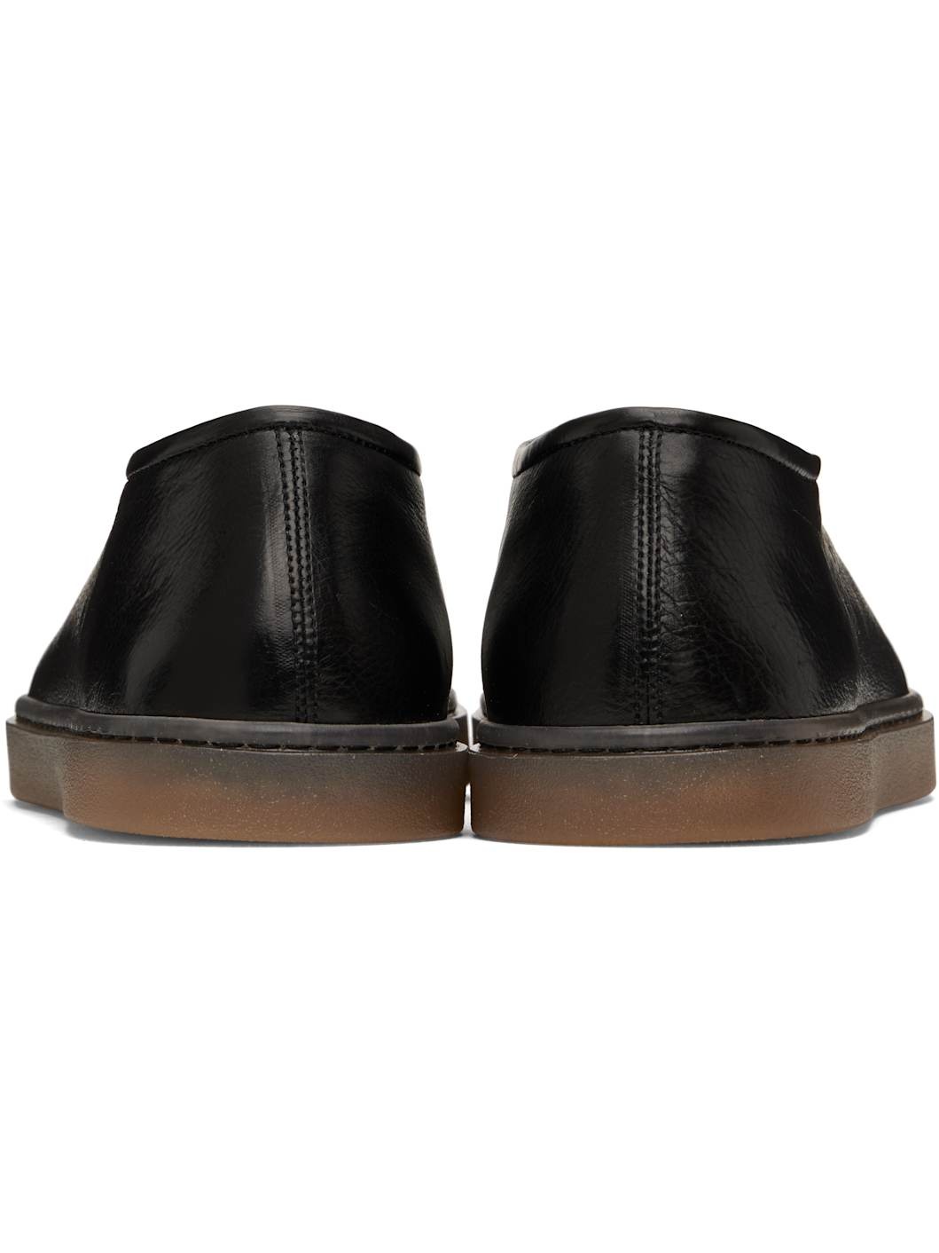 Black Linoleum Piped Loafers - 2