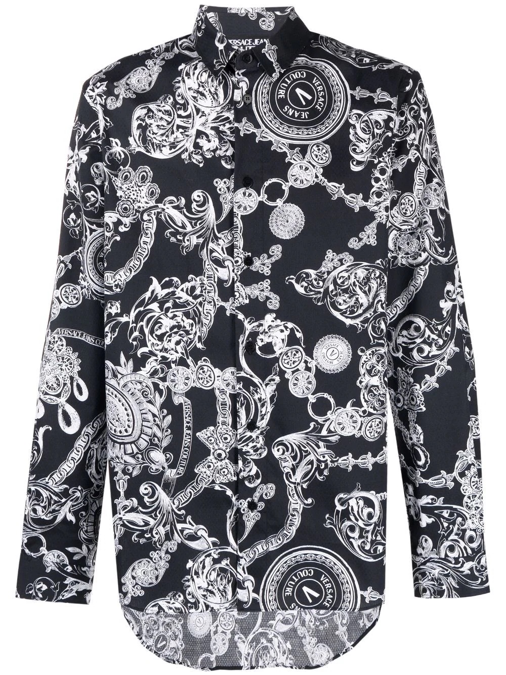 baroque-pattern long-sleeve shirt - 1