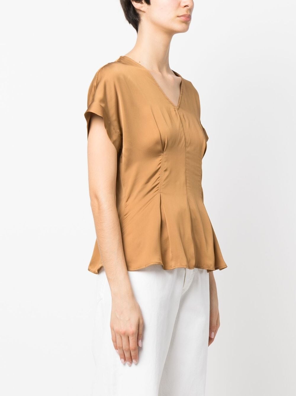 satin-finish flared blouse - 3