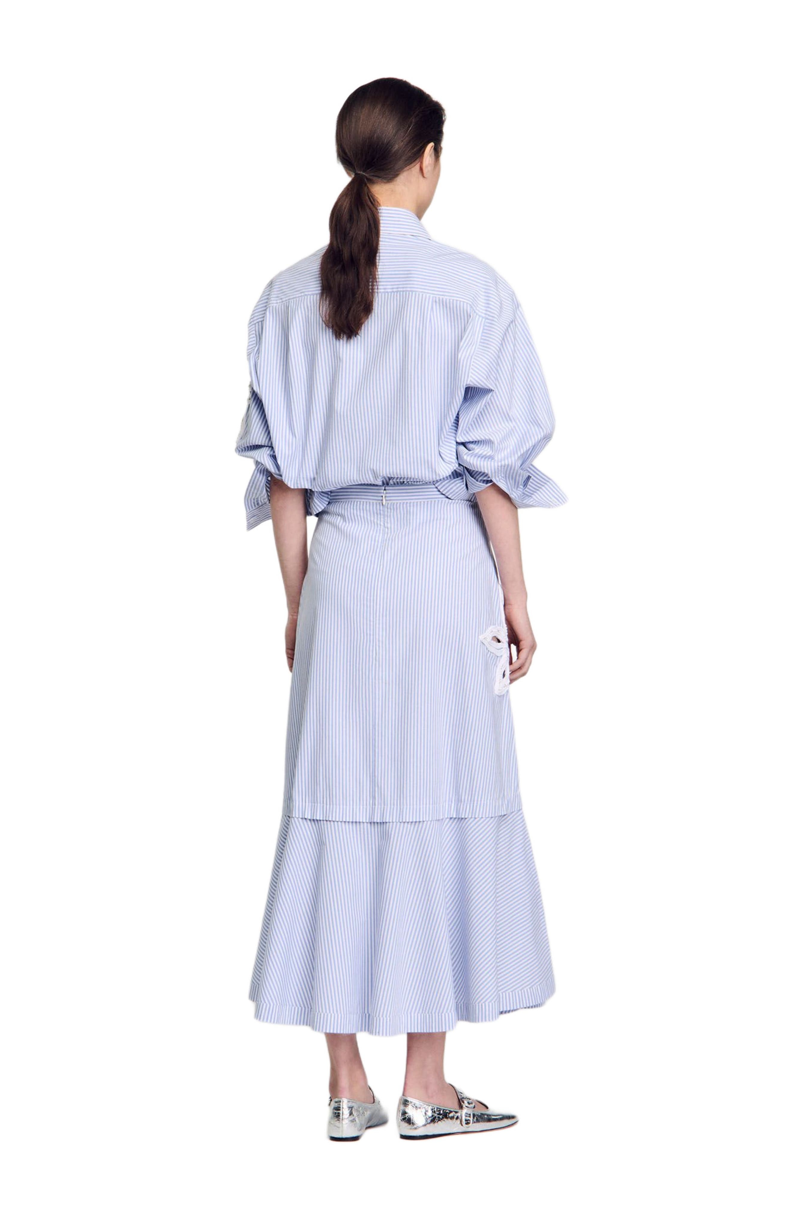 SANDRO Long striped skirt in Sky Blue at Nordstrom - 2