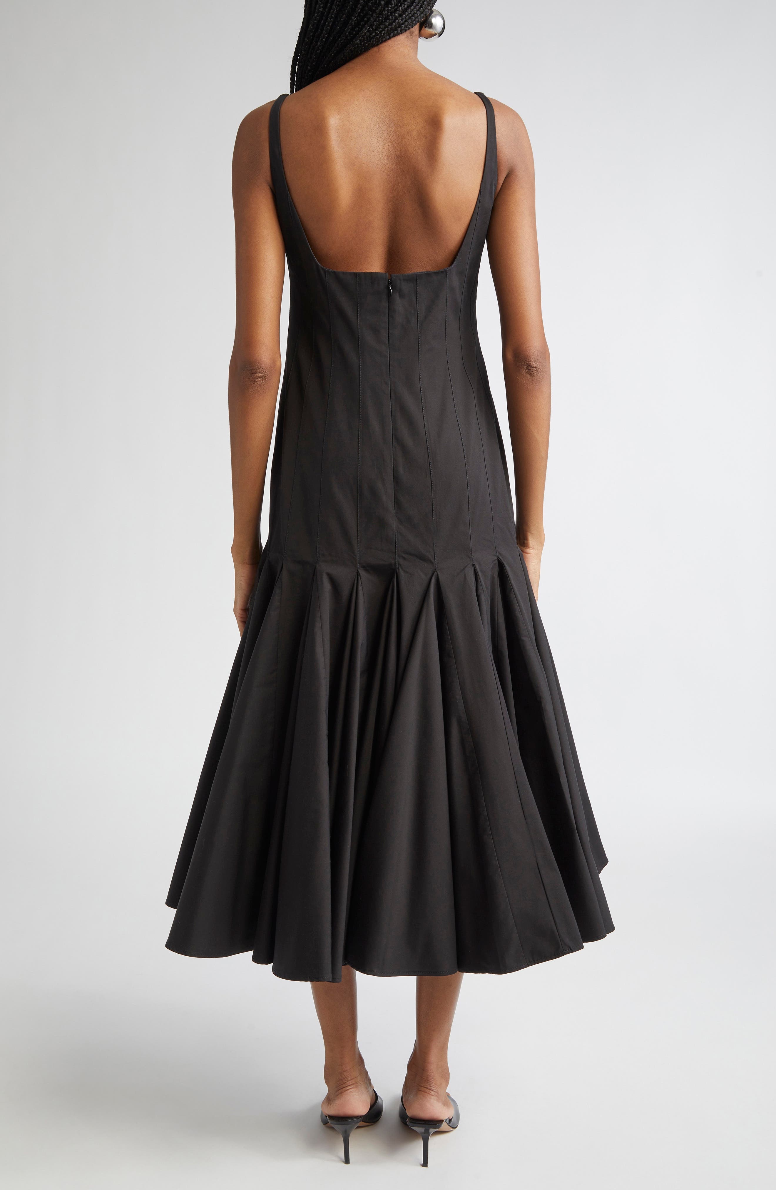 Jacquemus La Robe Agave Drop Waist Cotton Poplin Midi Dress in Black at Nordstrom - 2