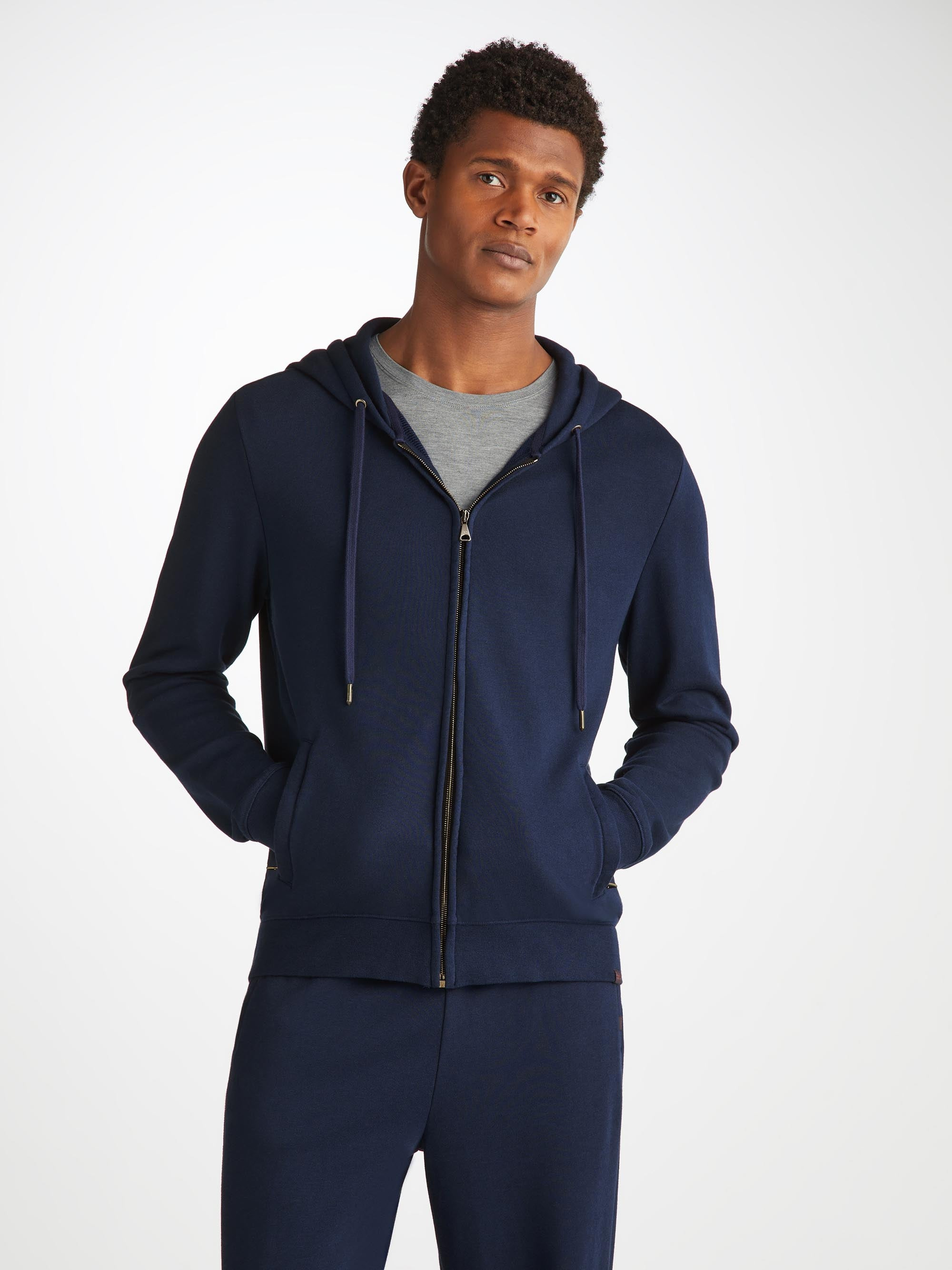 Men's Hoodie Quinn Cotton Modal Navy - 8