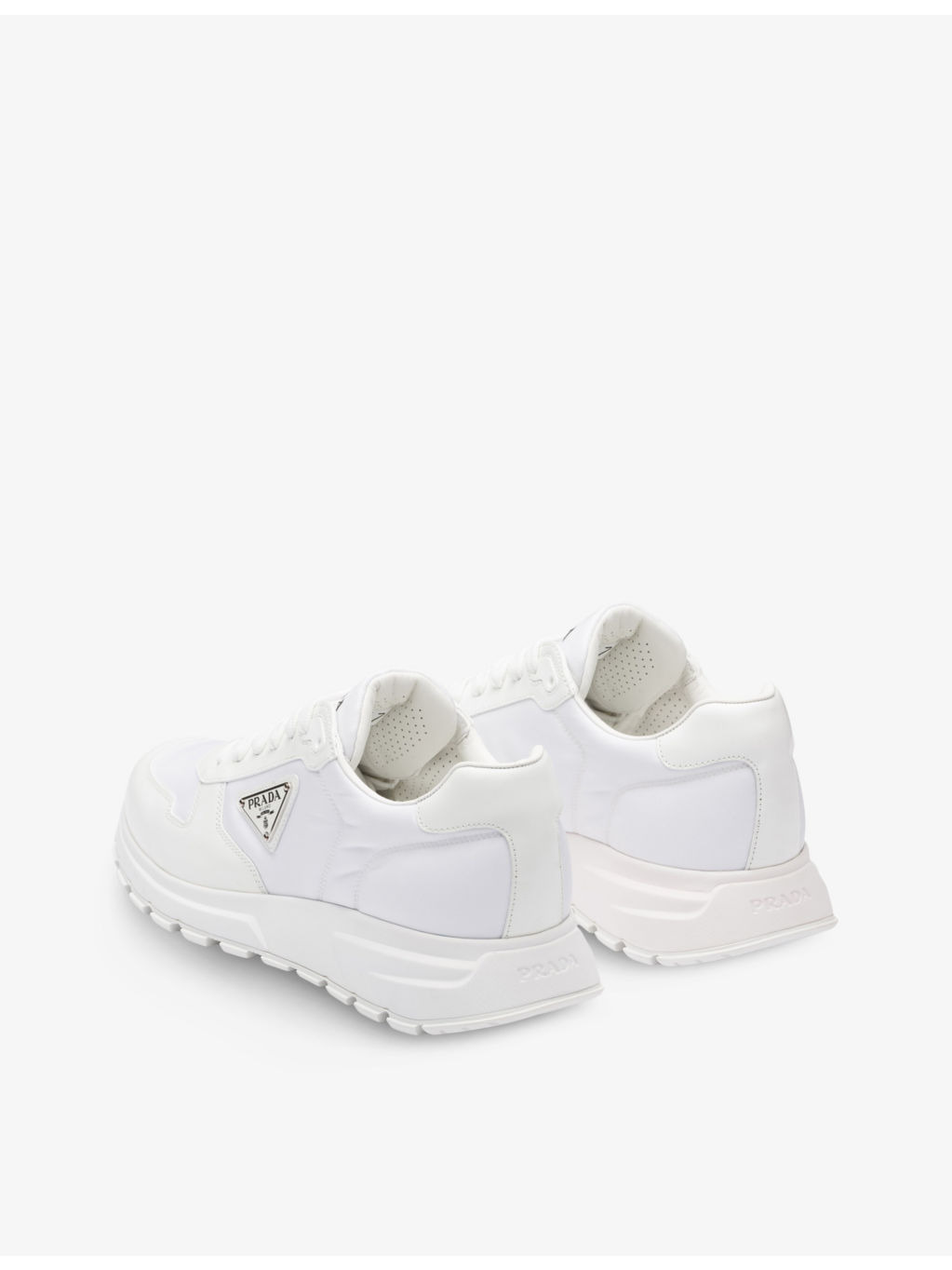 Re-Nylon brand-plaque leather and recycled-nylon low-top trainers - 4