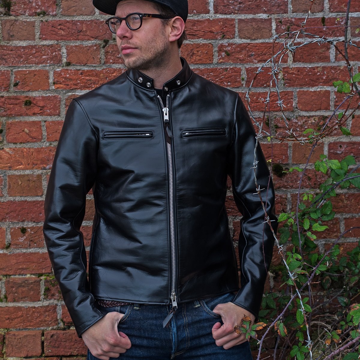 IHJ-35-BLK Japanese Horsehide Rider’s Jacket - Black (Tea-Core Dyed)