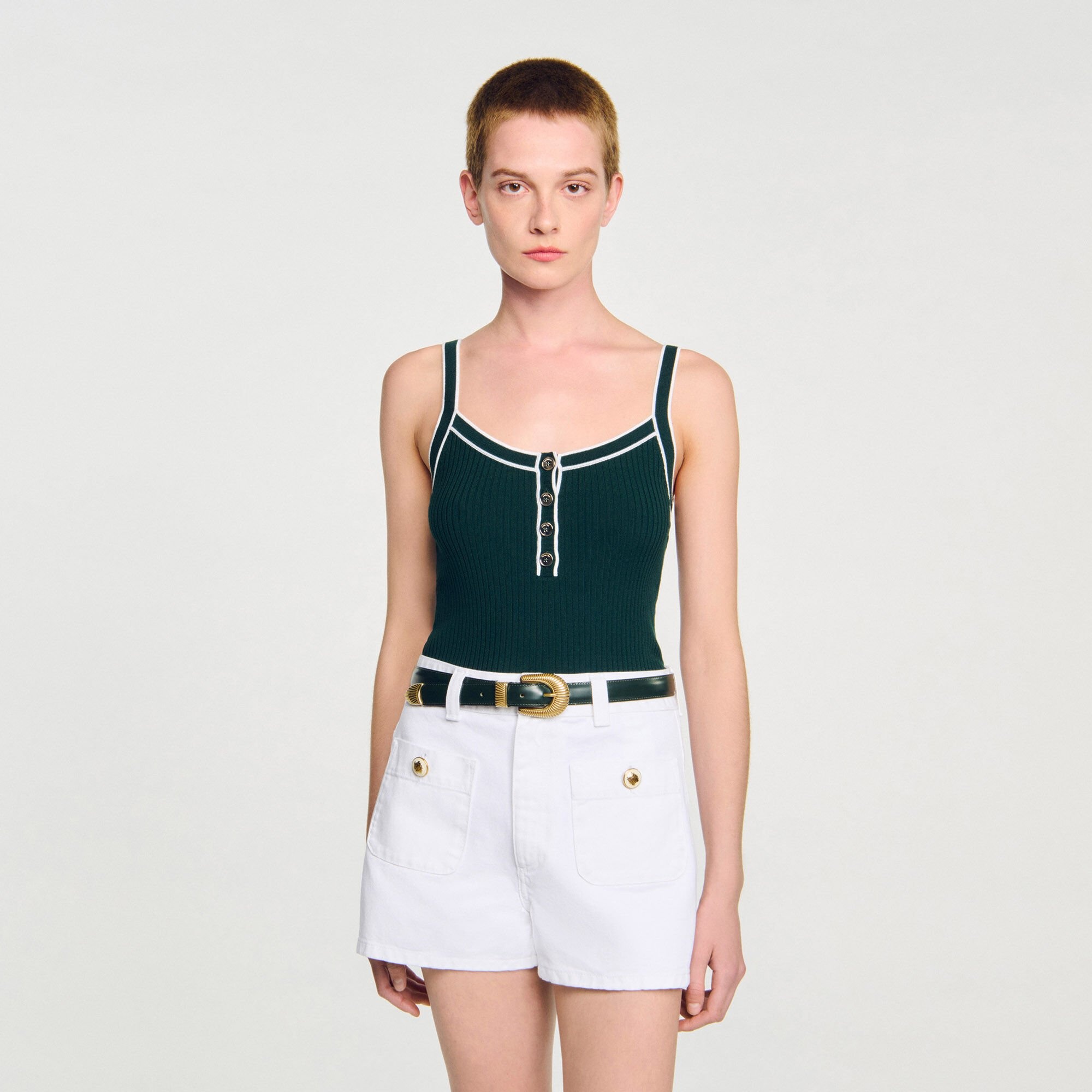 TWO-TONE KNIT VEST TOP - 4