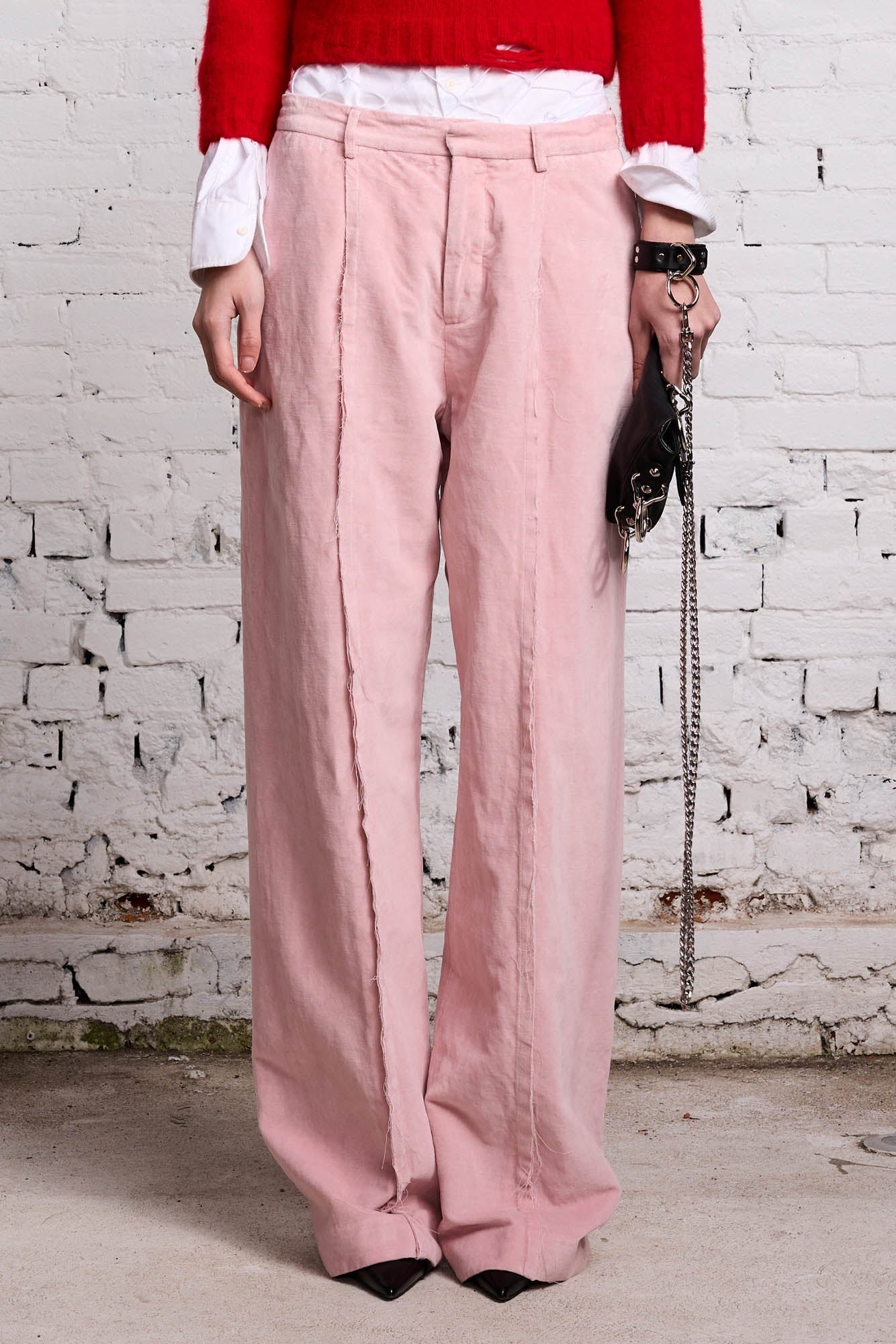 INVERTED TROUSER - PINK VELVET - 4