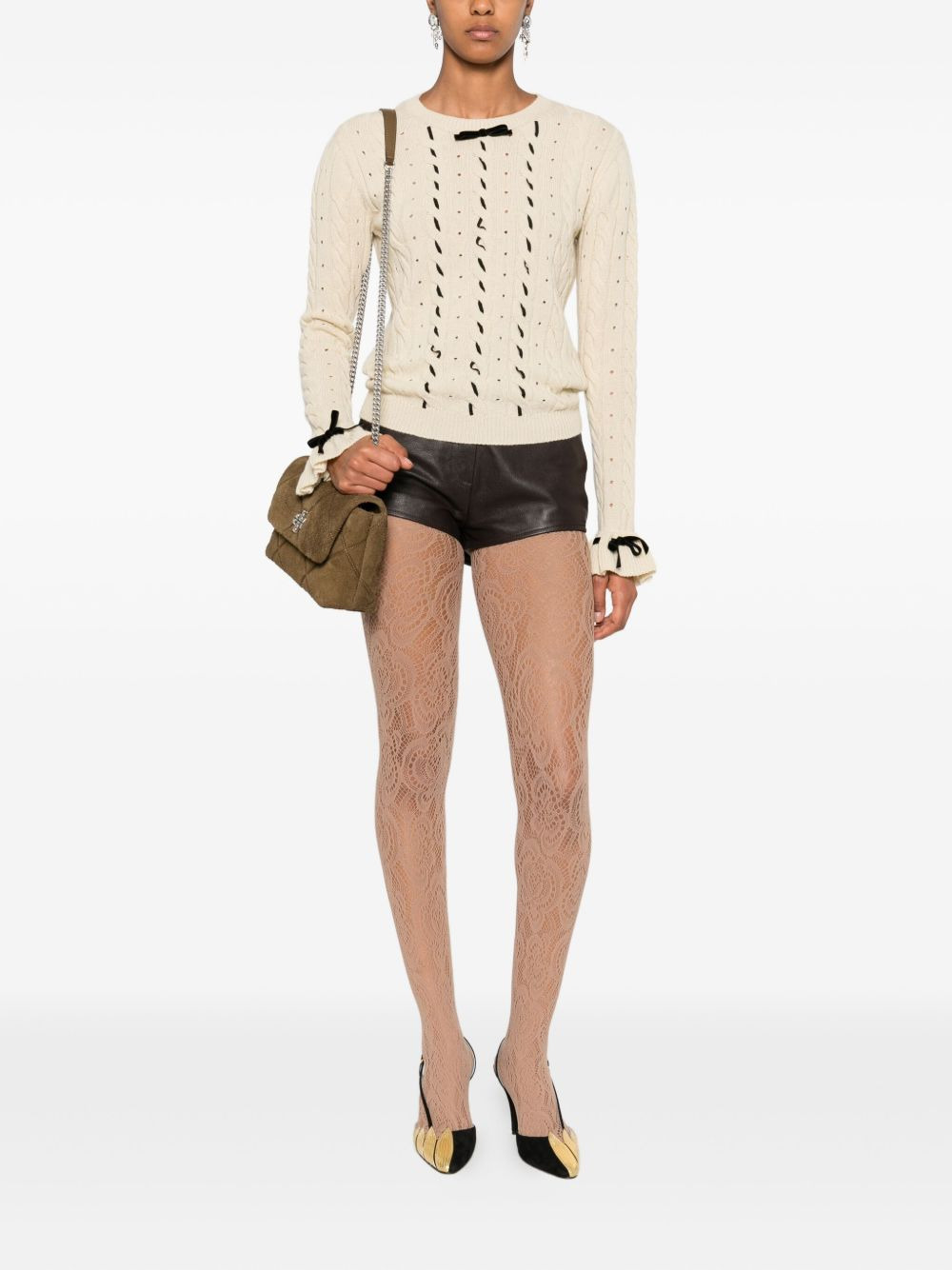 cable-knit ruffled-cuff sweater - 2