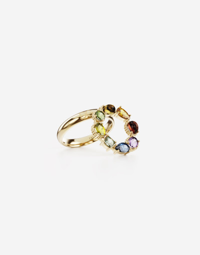 Dolce & Gabbana Rainbow alphabet O ring in yellow gold with multicolor fine gems outlook