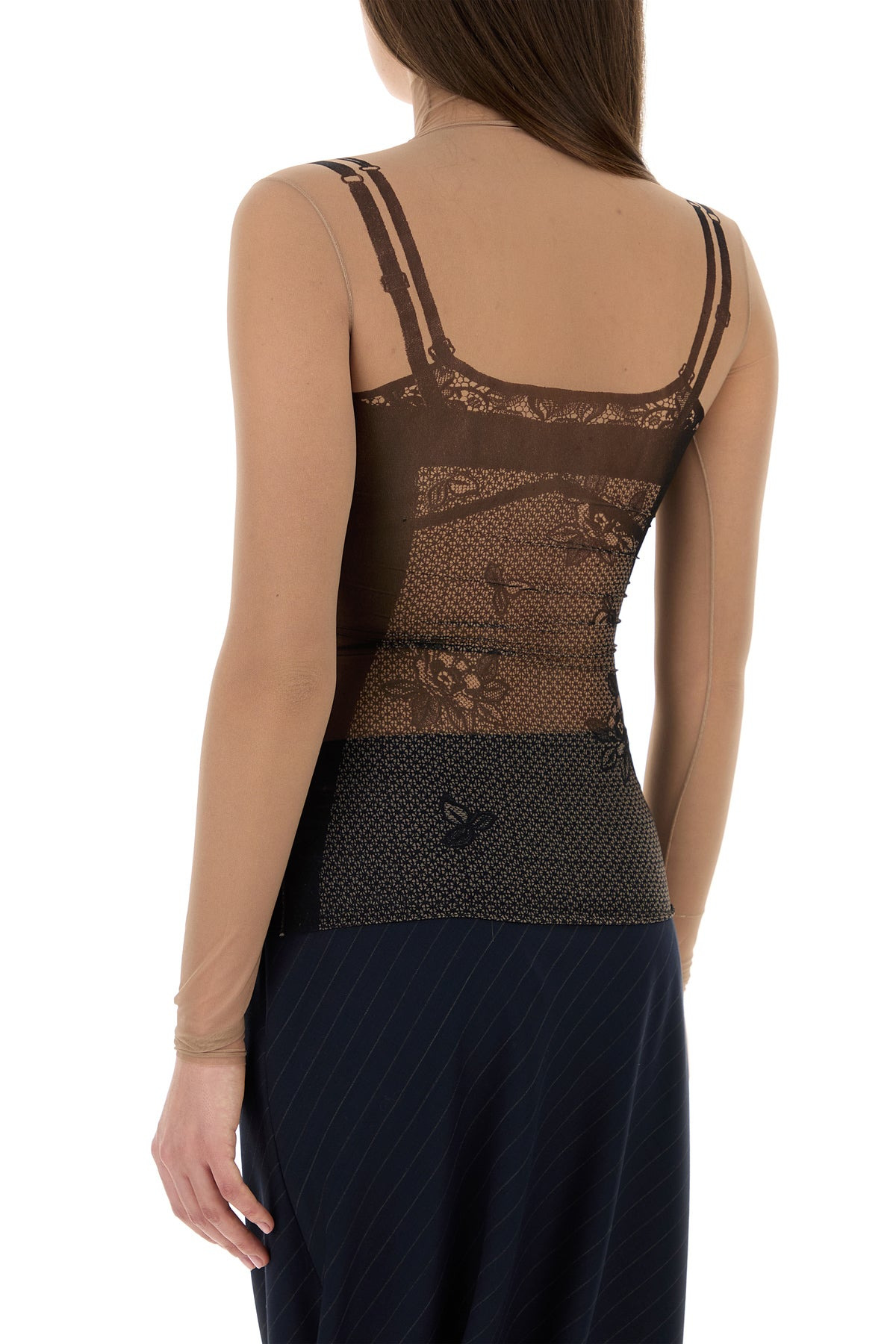 Printed stretch tulle top - 4