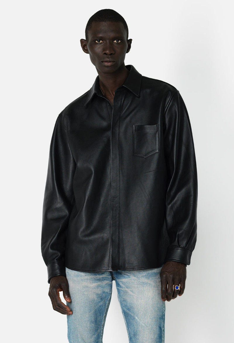 LEATHER CLOAK BUTTON UP 1
