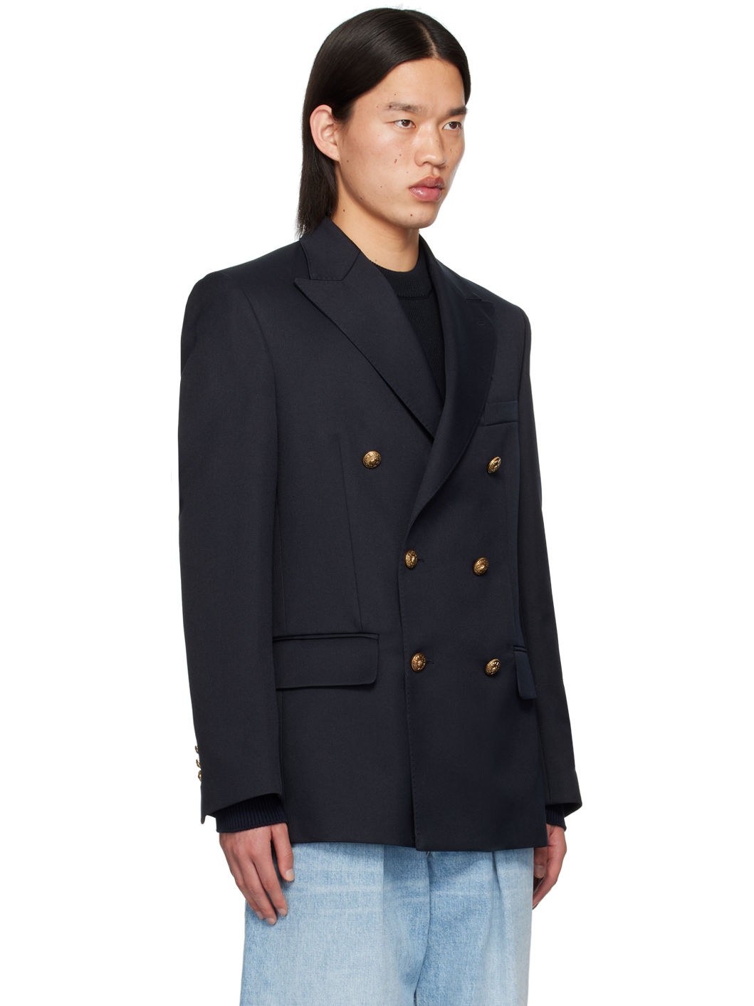 Navy Double-Breasted Blazer - 2