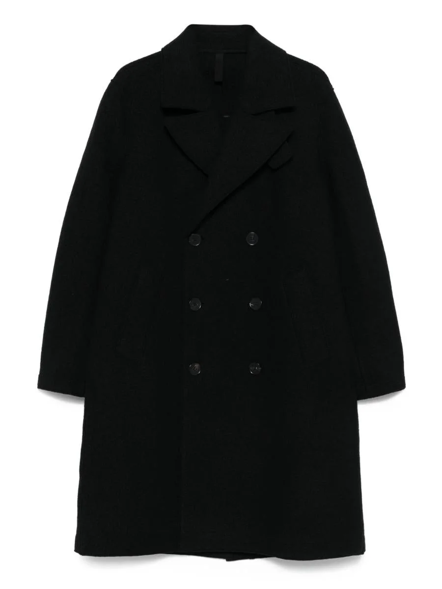 Harris Wharf London Black Long Double-Breasted Wool Coat - 1