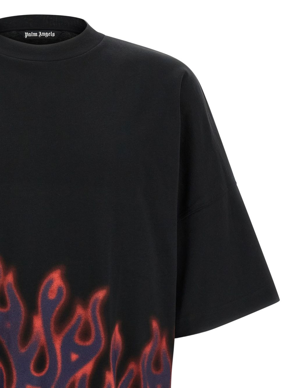 flame-print crew-neck T-shirt - 3