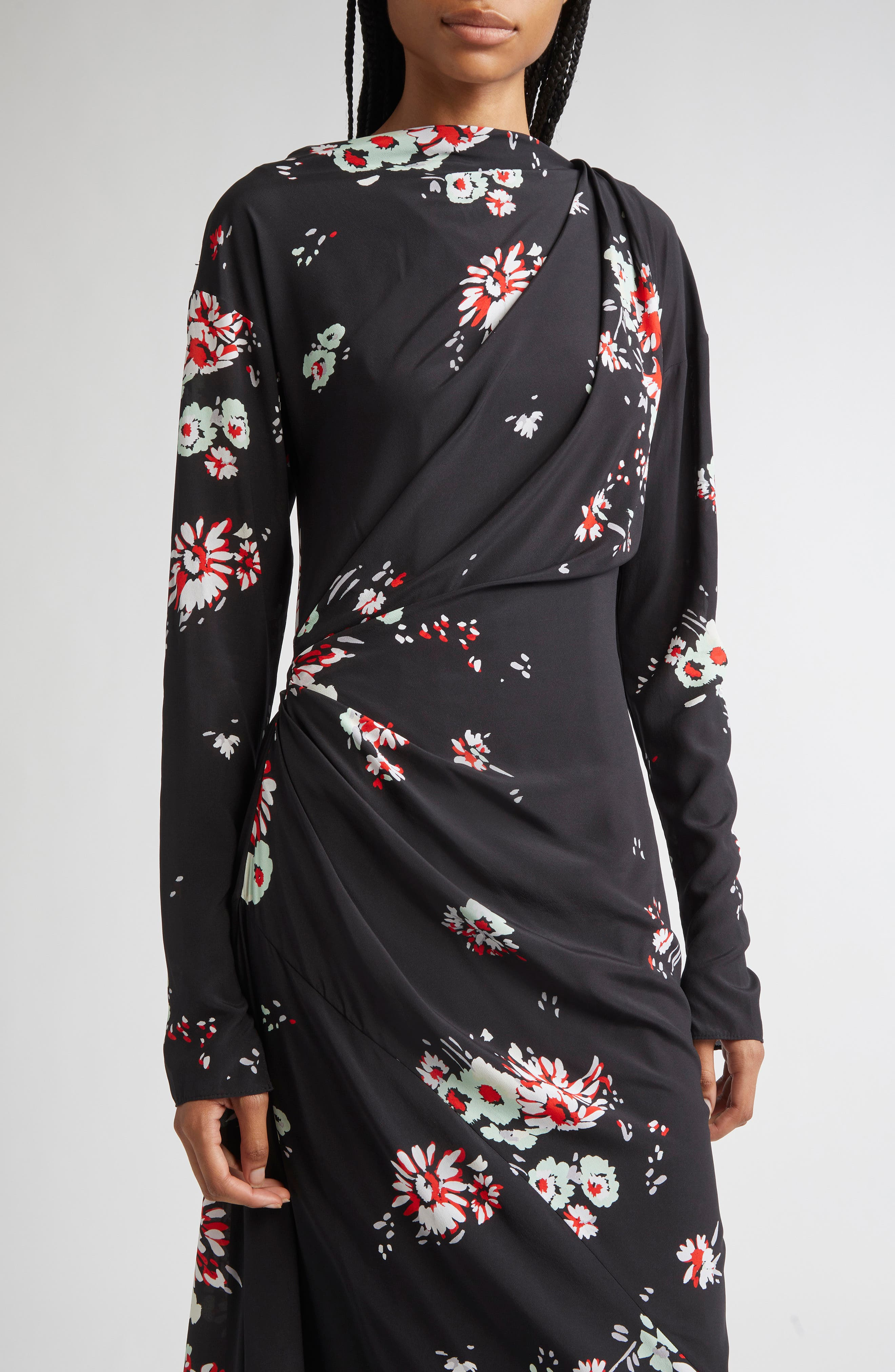 Proenza Schouler Trudie Floral Print Dress in Black Multi at Nordstrom - 4