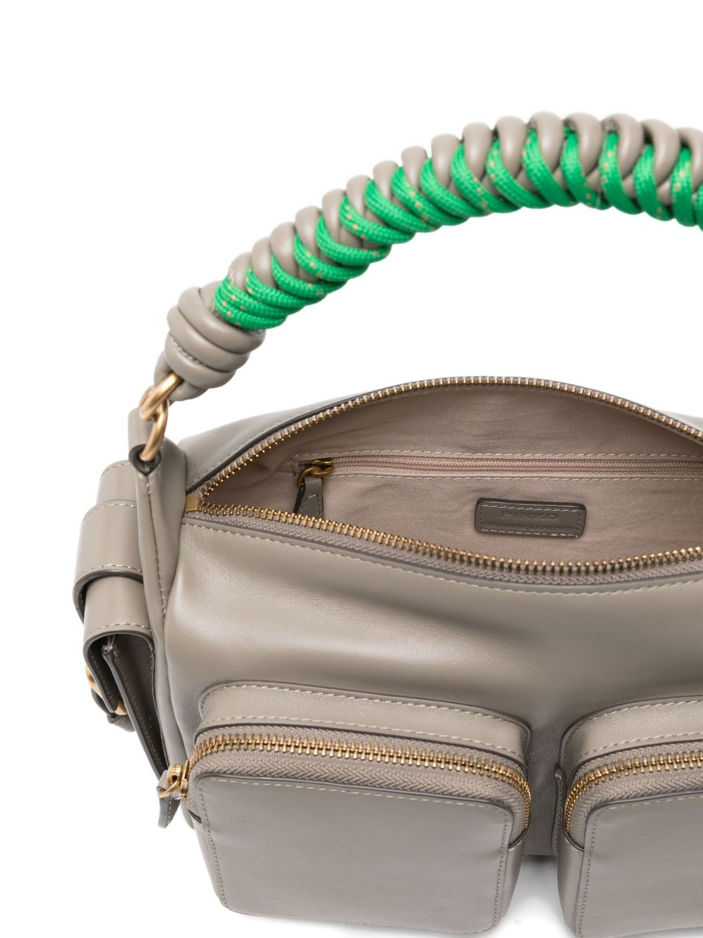 braided-handle pocket shoulder bag - 5